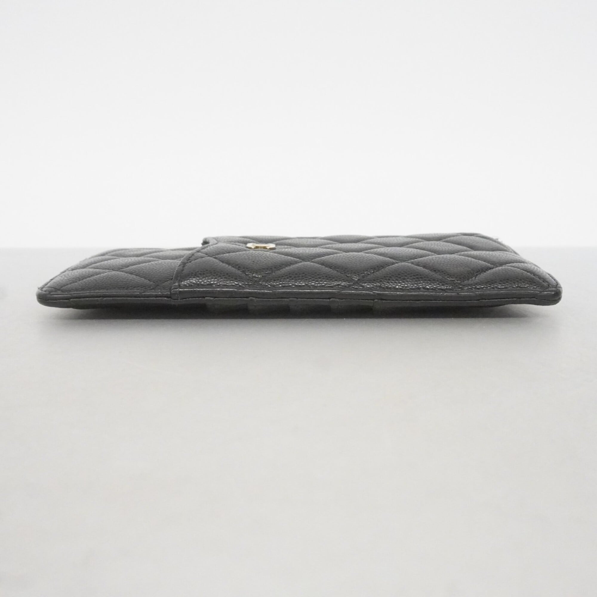 Chanel Black Grained Calfskin Long Wallet (Bi-Fold) (Pre-Owned)