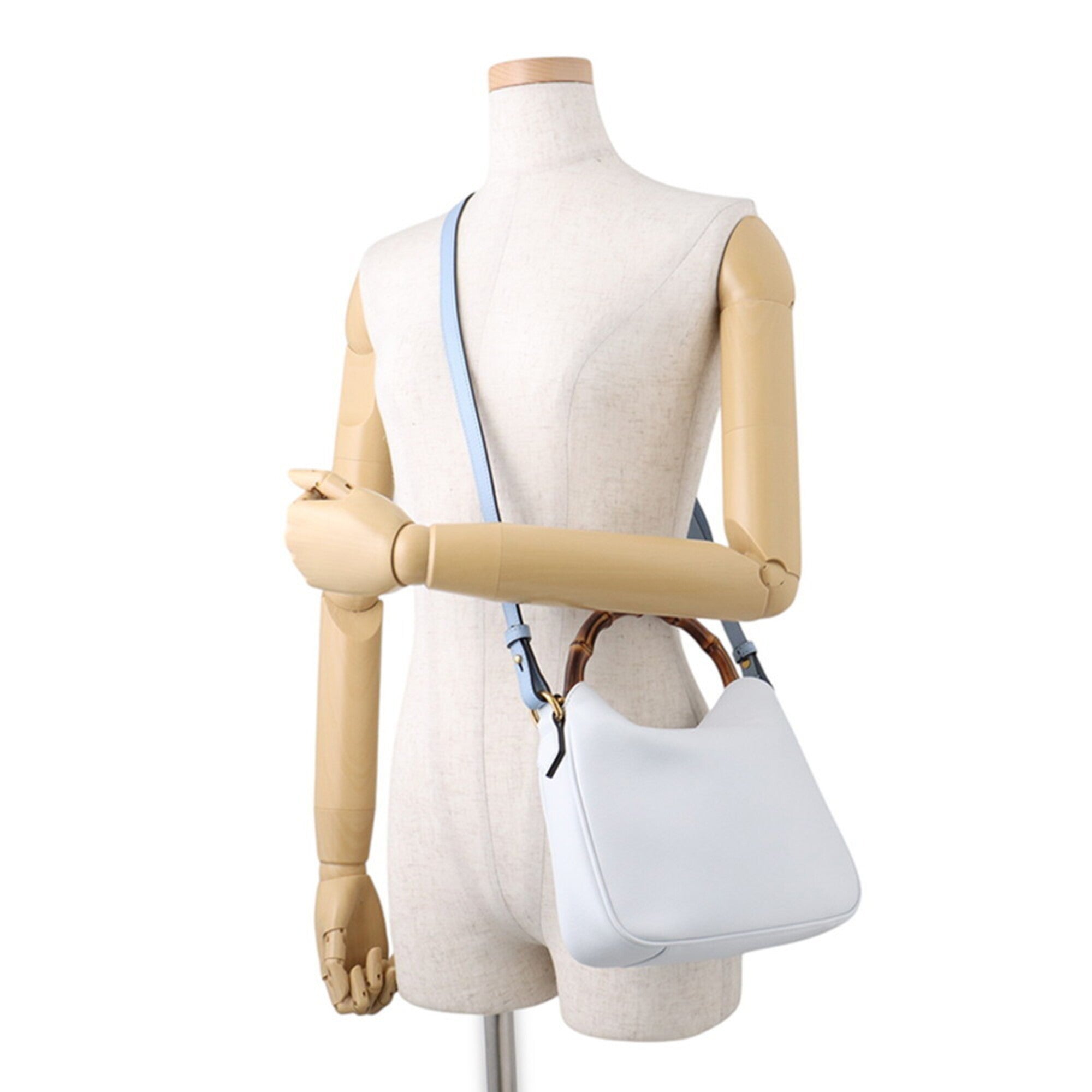 Gucci Light Blue Bamboo Leather Handbag (Pre-Owned)