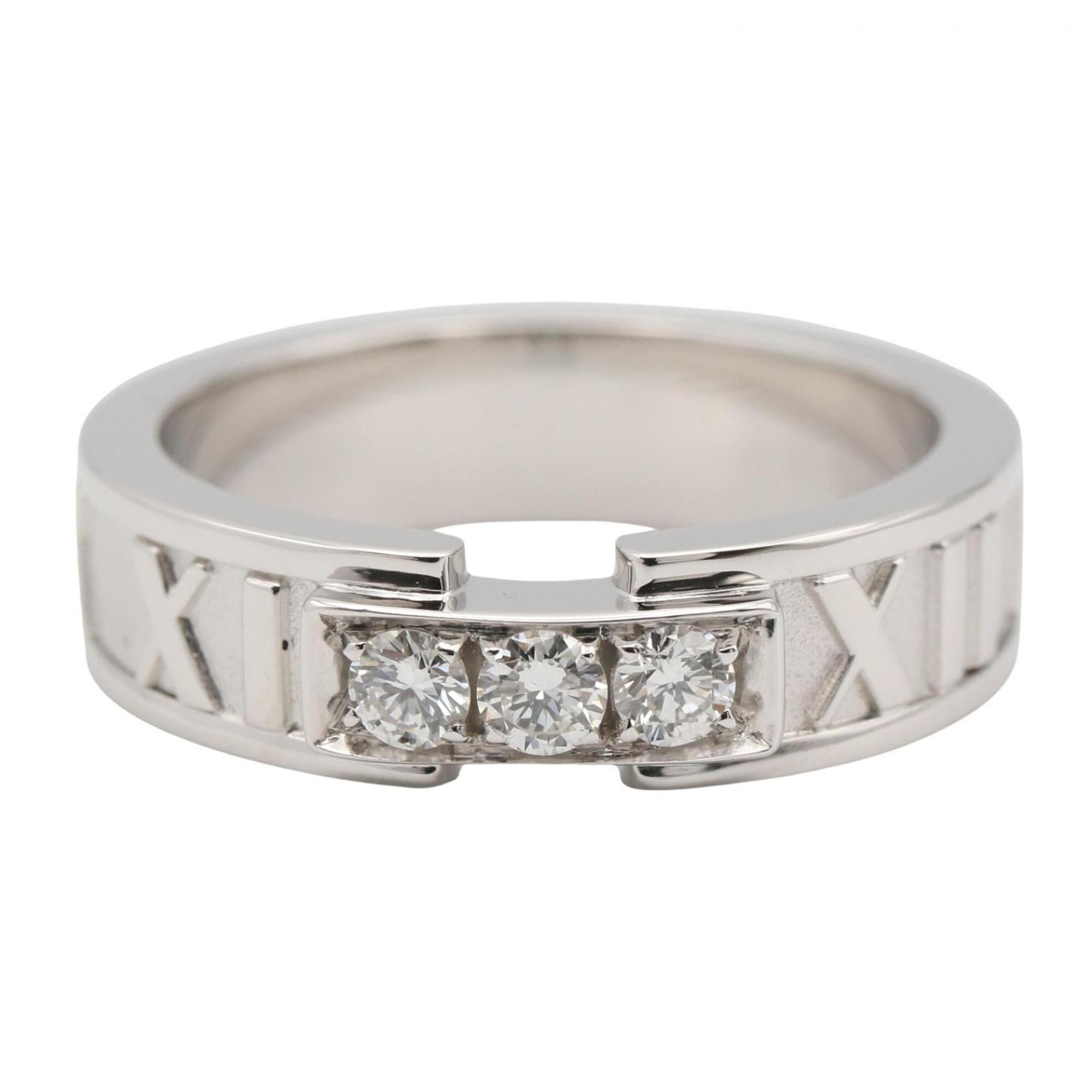 Tiffany Silver Clear White Gold (18K) Band Ring (Pre-Owned)