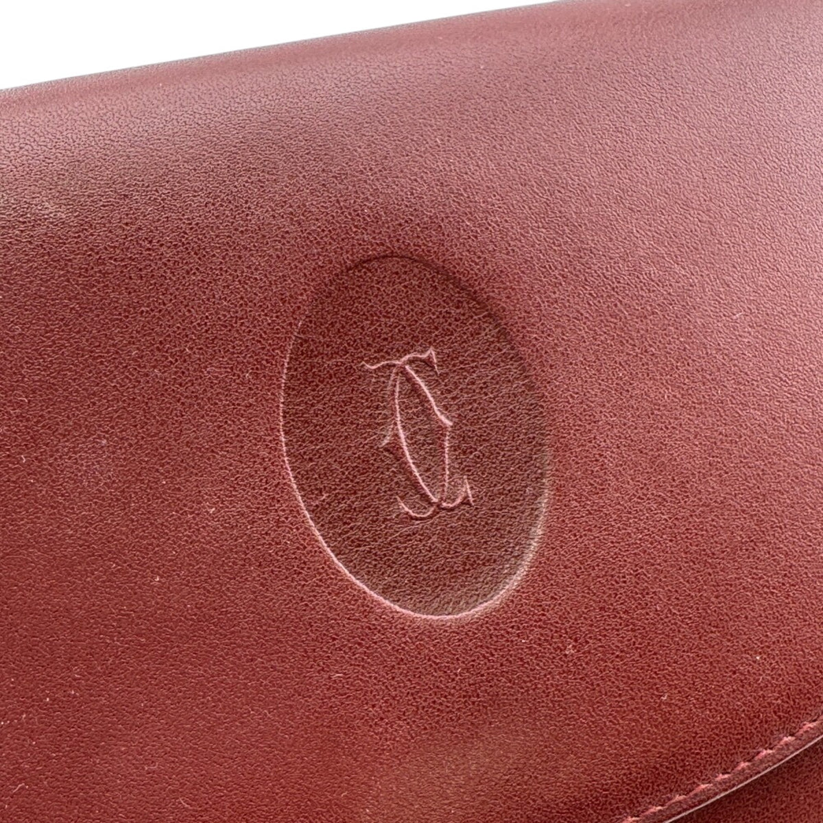 Cartier Must Red Color Leather Long Wallet (Bi-Fold) (Pre-Owned)