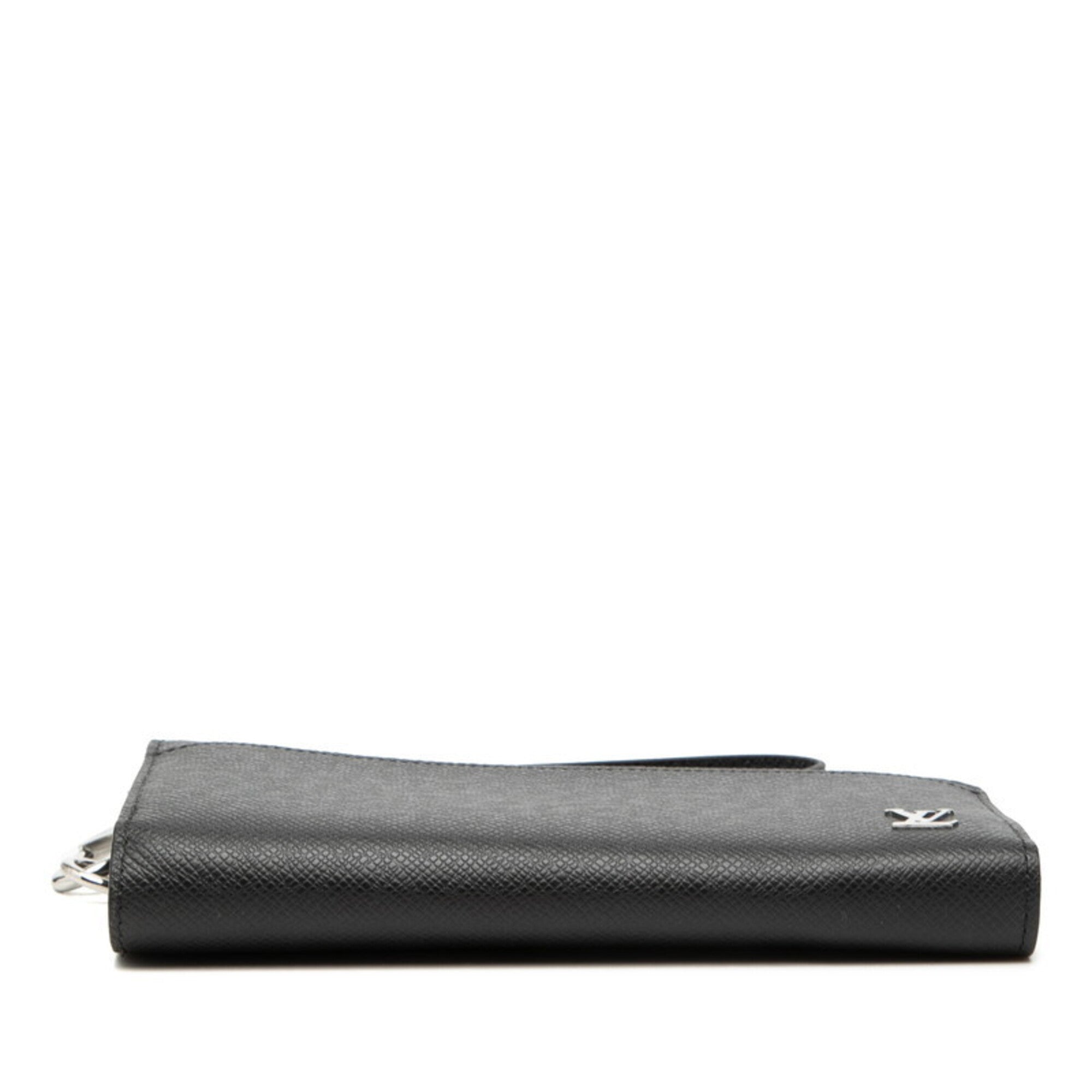 Louis Vuitton Taiga Black Noir Leather Long Wallet (Bi-Fold) (Pre-Owned)