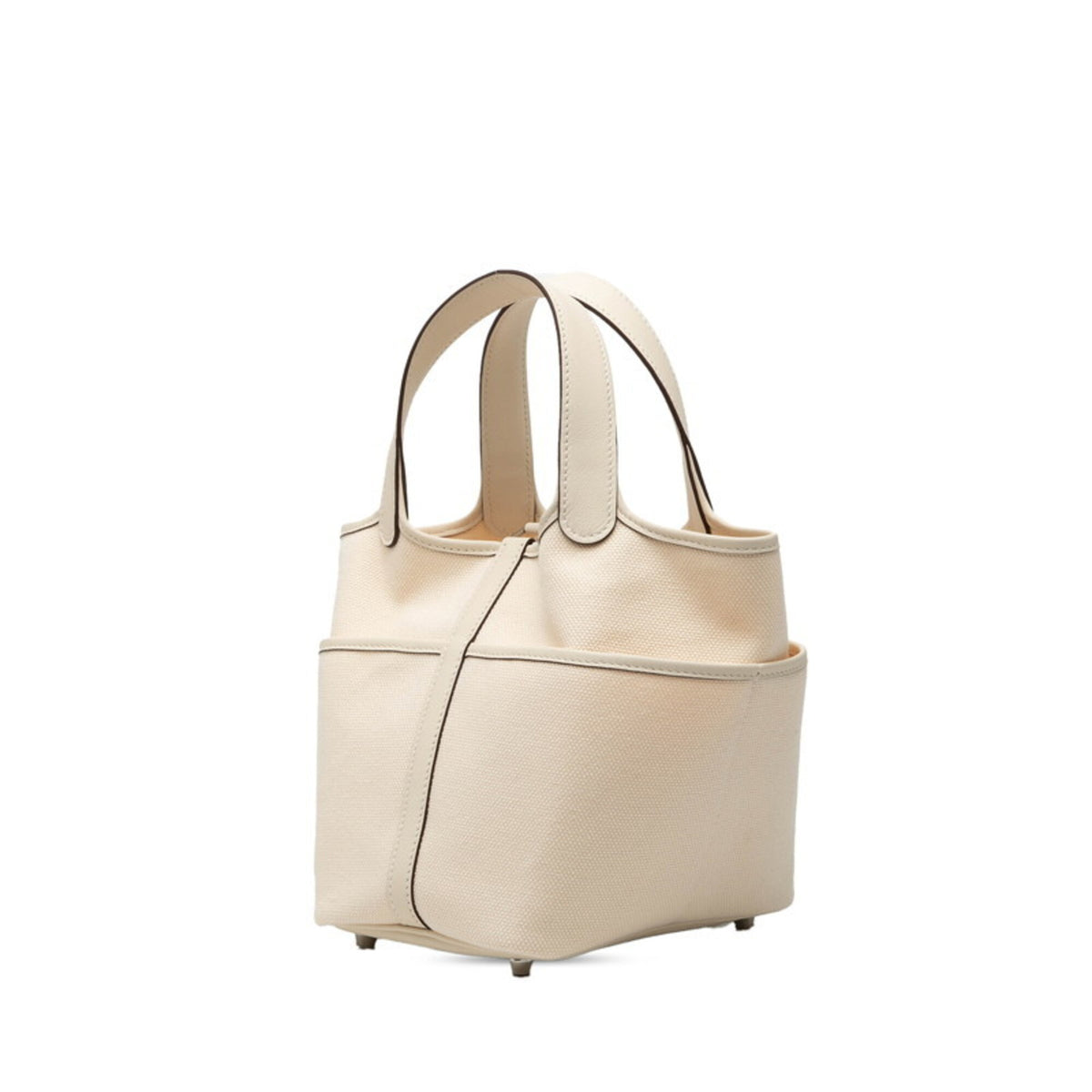 Hermes Picotin White Toile H Swift Leather Handbag (Pre-Owned)