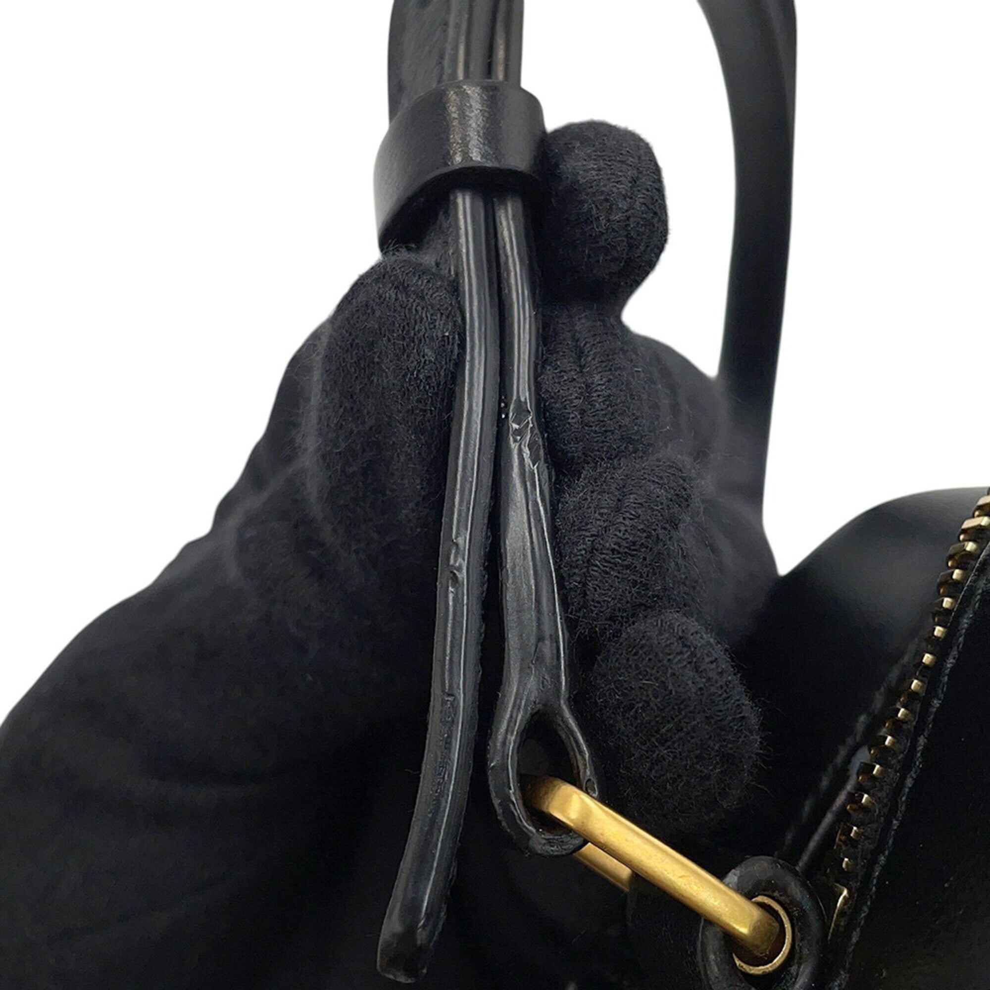Yves Saint Laurent Black Brown Suede Leather Handbag Shoulder Bag (Pre-Owned)