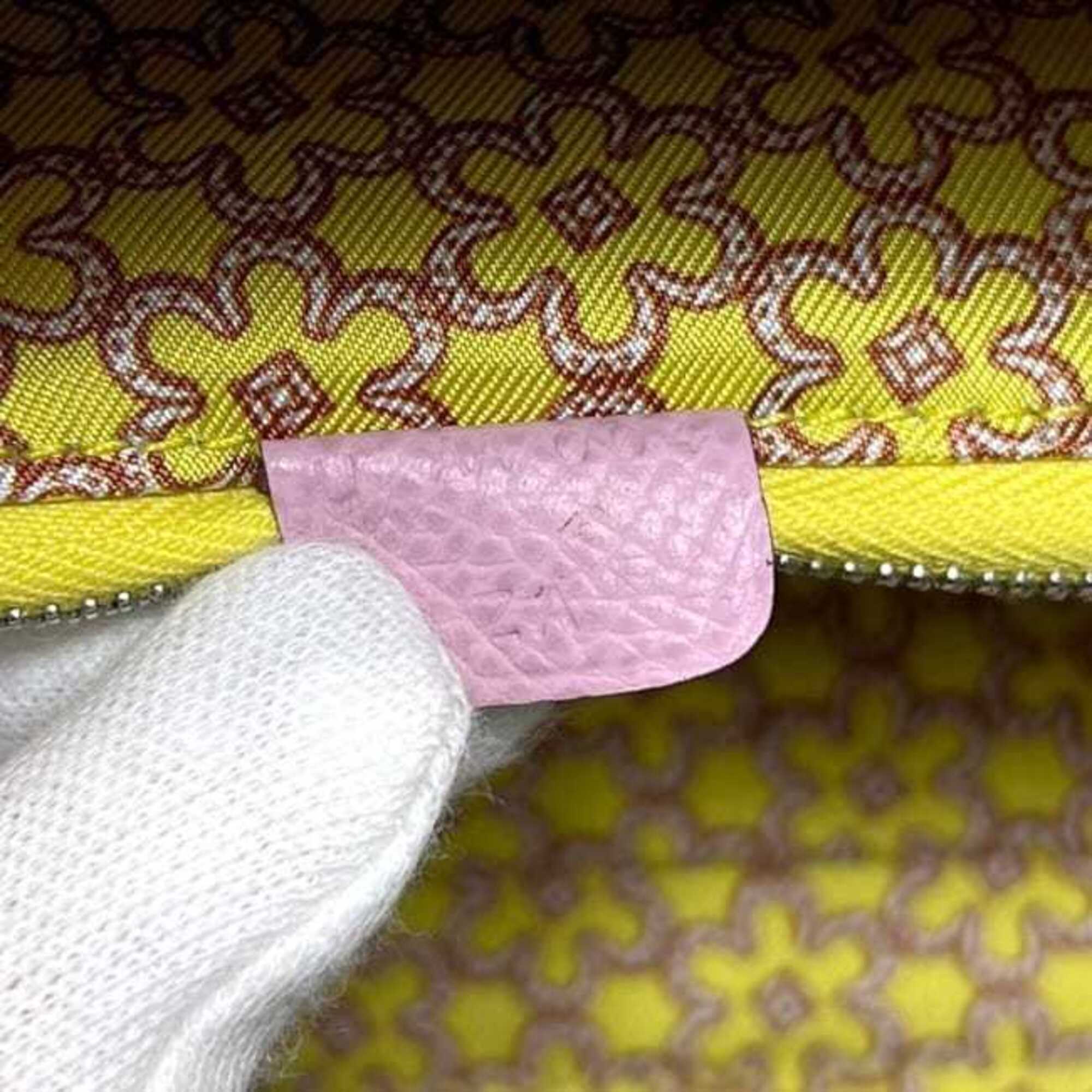 Hermes Pink Epsom Leather Silk Long Wallet (Bi-Fold) (Pre-Owned)