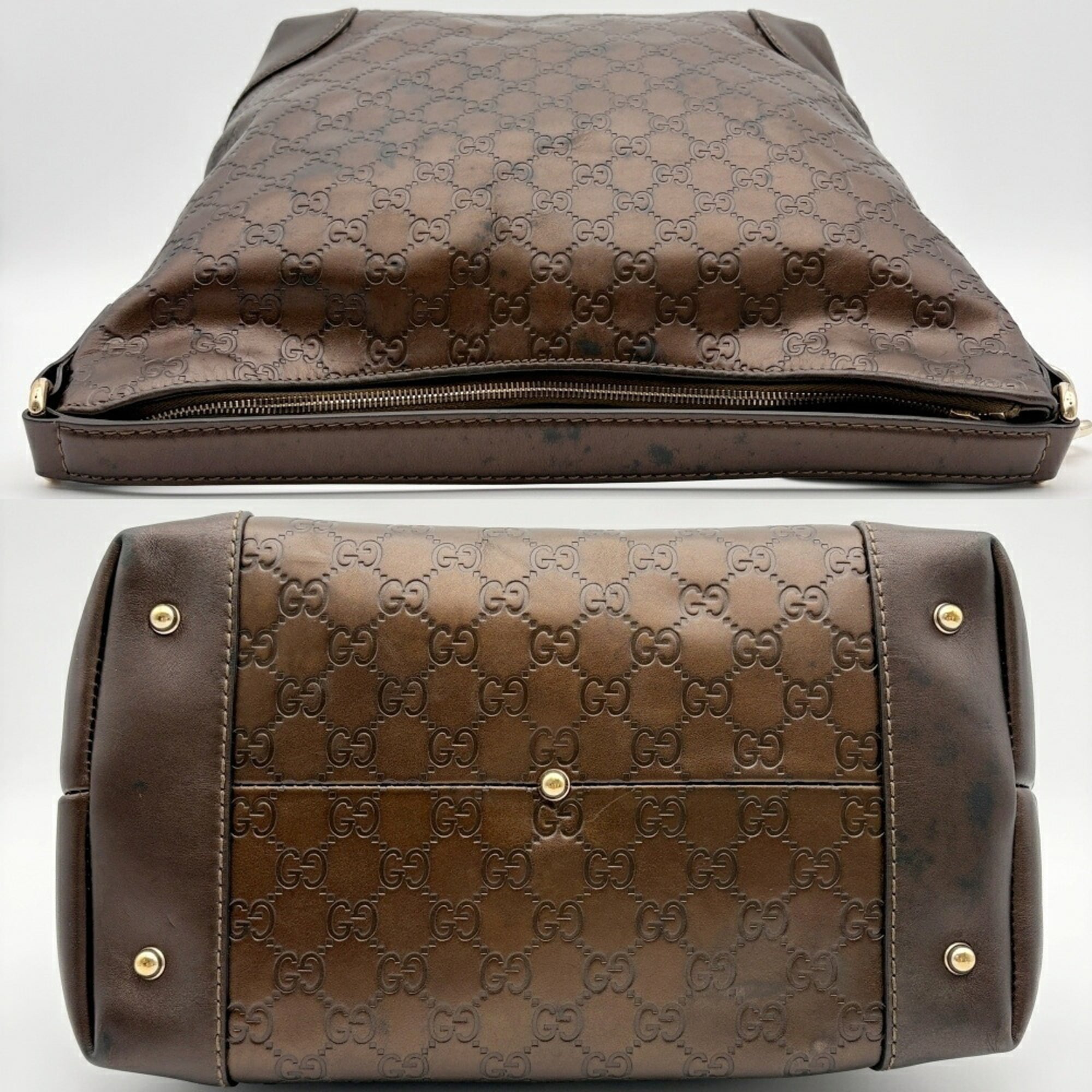Gucci Bronze Leather Shoulder Bag (Pre-Owned)