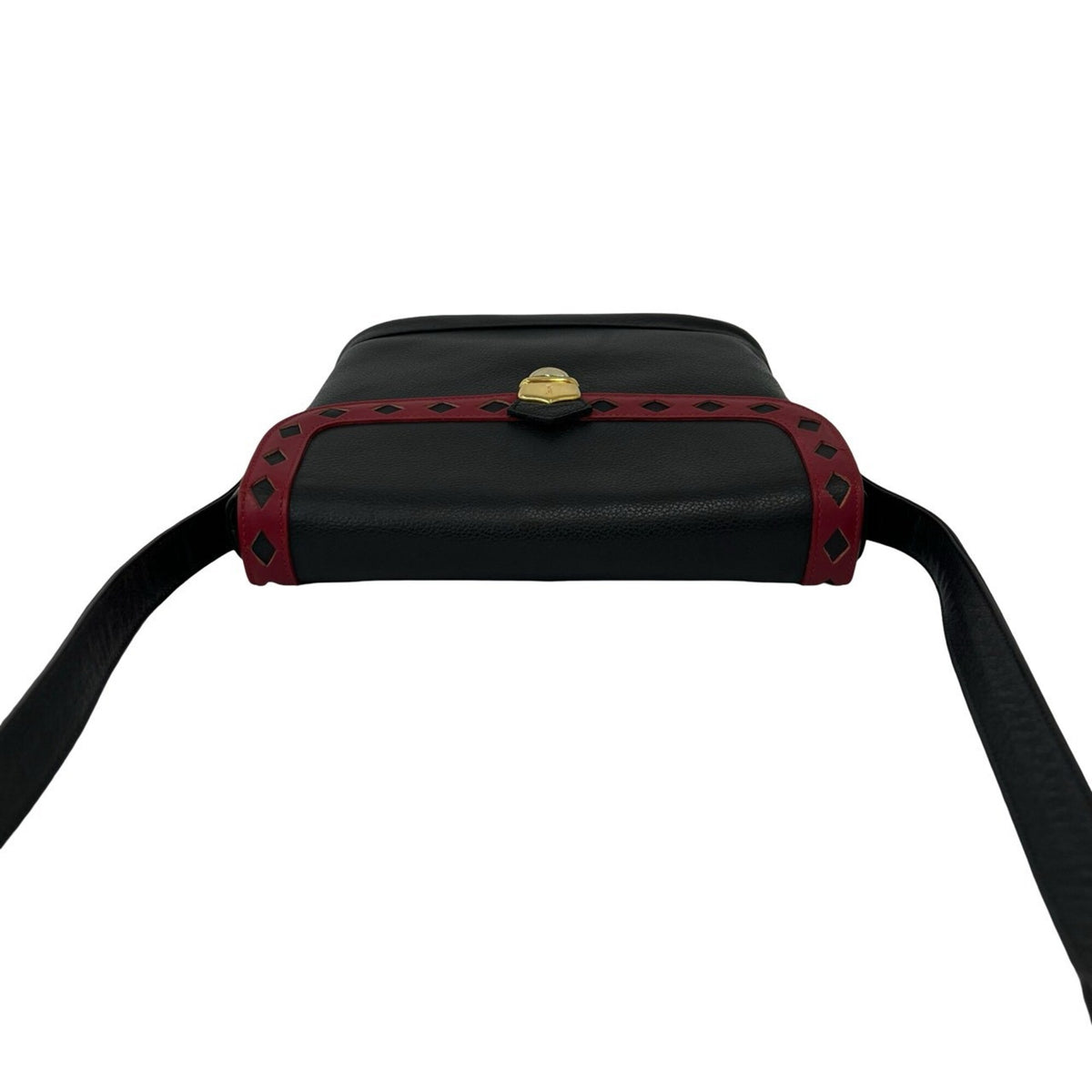 Yves Saint Laurent Black Red Color Leather Shoulder Bag (Pre-Owned)