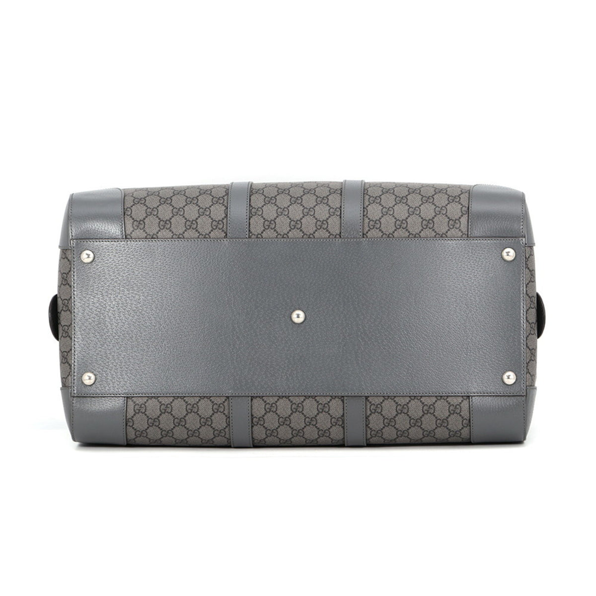 Gucci Gray Gg Supreme Leather Boston Bag Handbag (Pre-Owned)