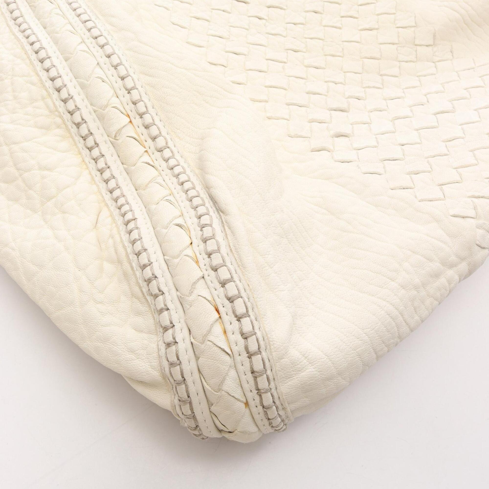 Bottega Veneta White Intrecciato Handbag Shoulder Bag (Pre-Owned)