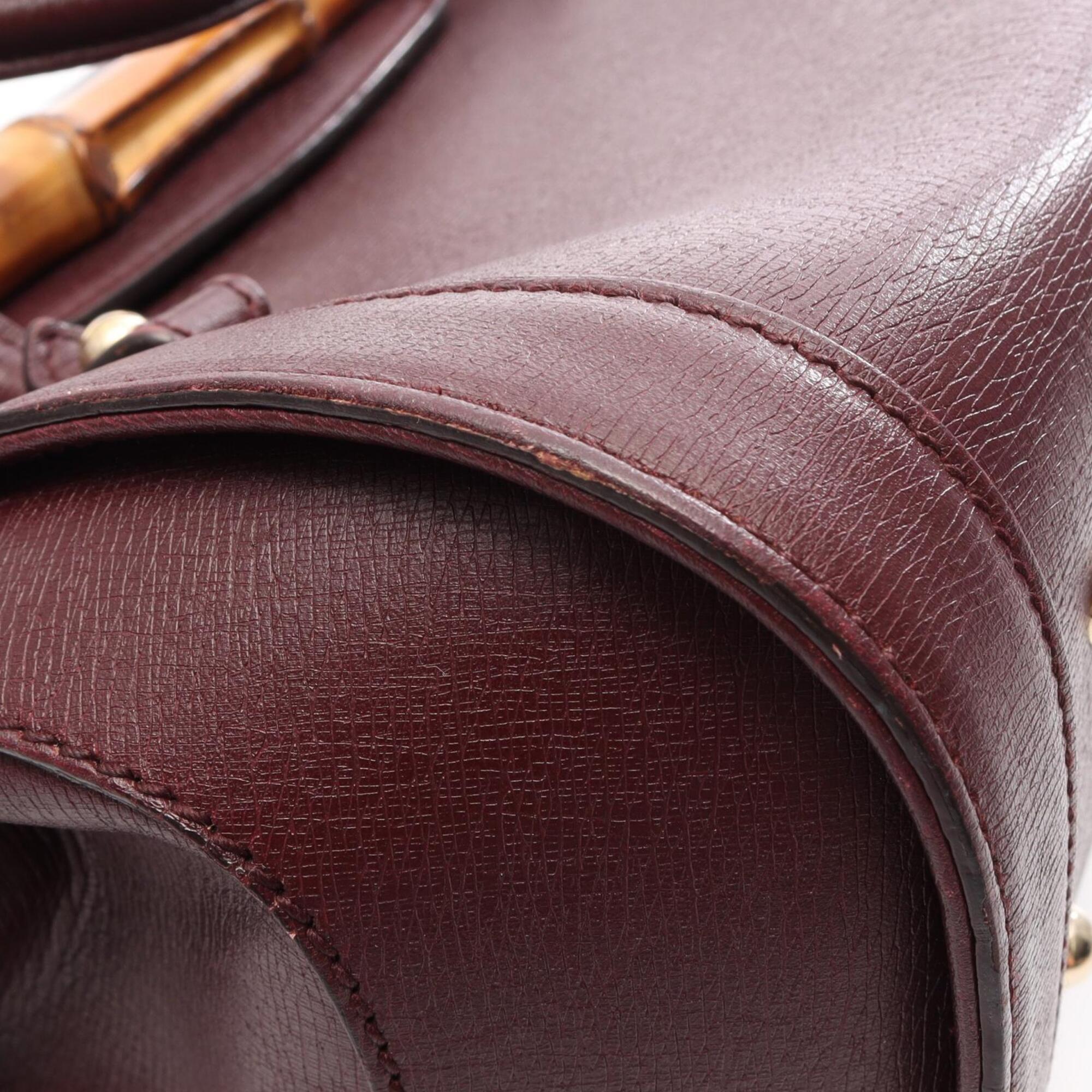 Gucci Bordeaux Leather Handbag Shoulder Bag (Pre-Owned)