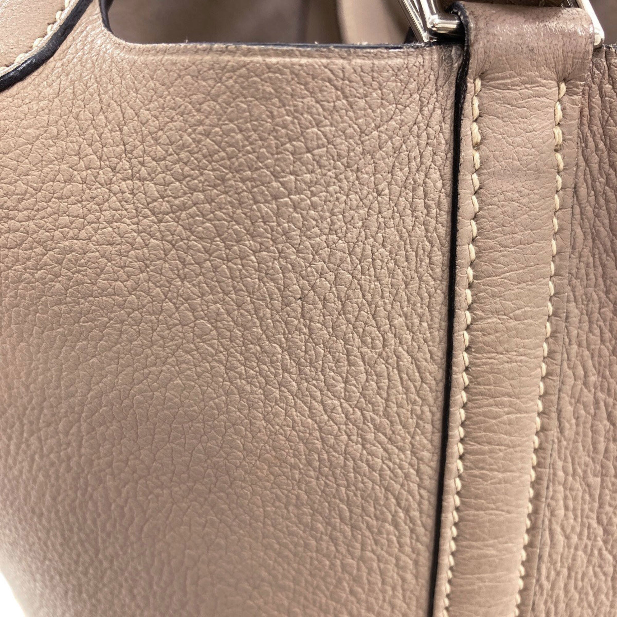 Hermes Gris Tourterelle Chevre Leather Handbag (Pre-Owned)