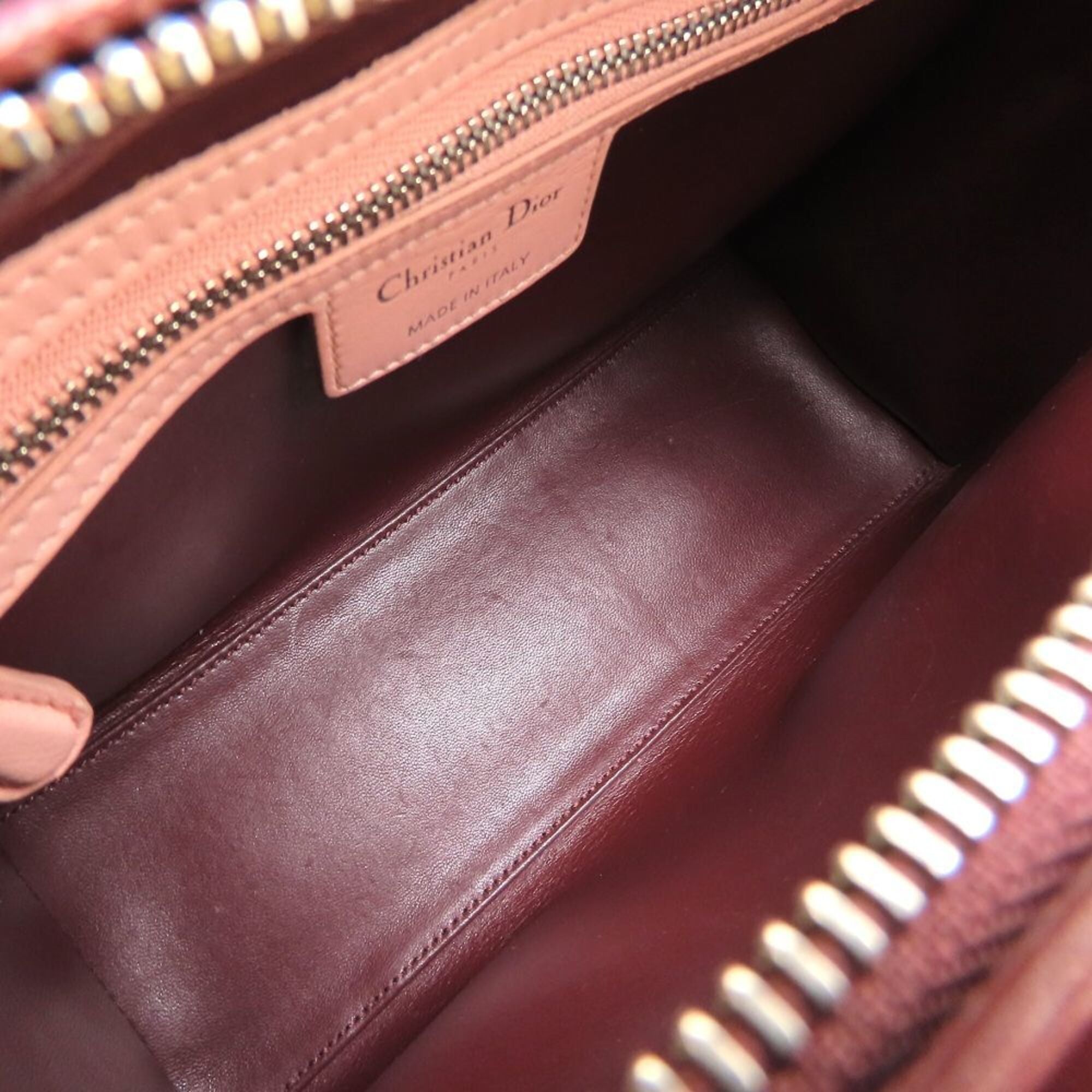 Christian Dior Bordeaux Gray Pink Leather Handbag (Pre-Owned)