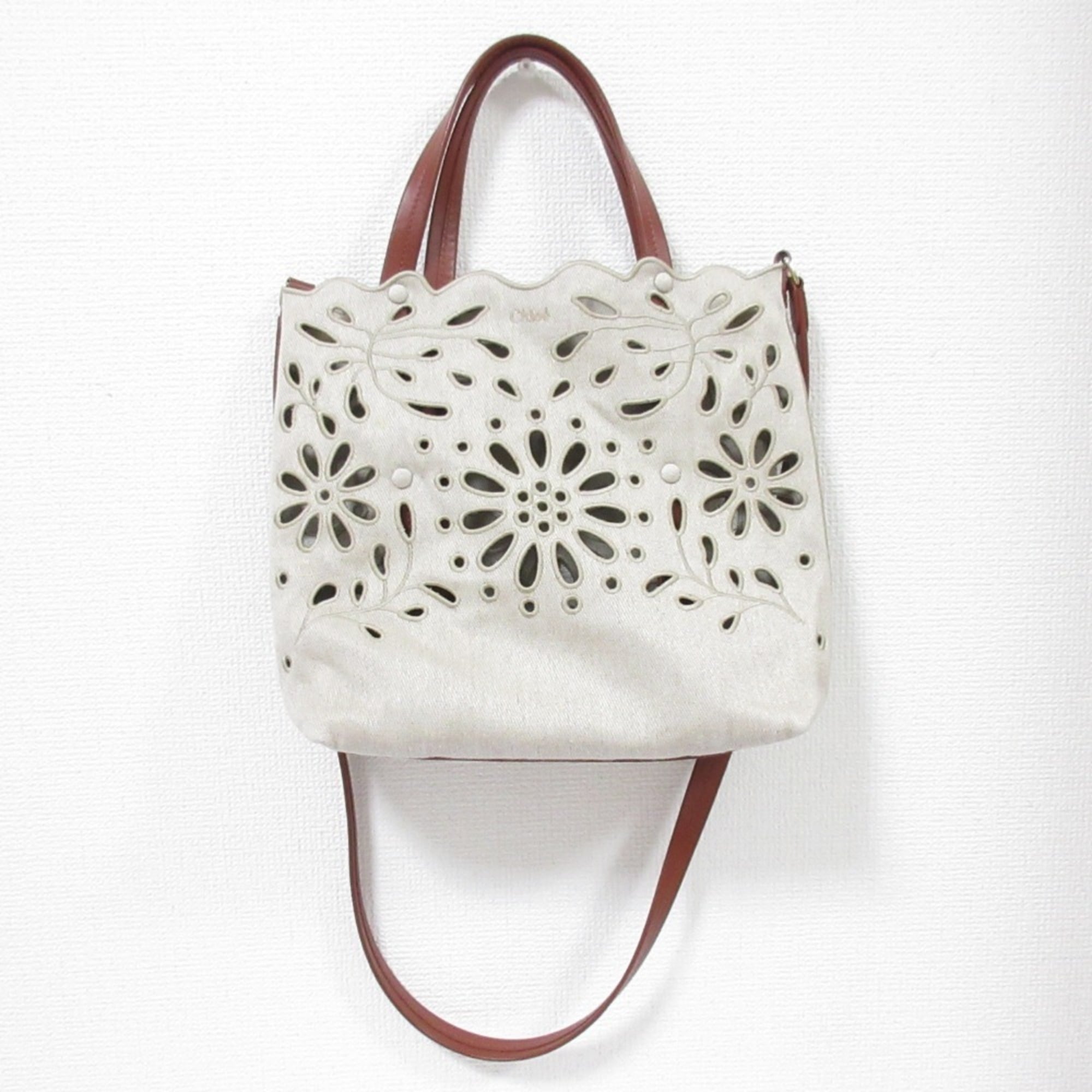Chloé Beige Brown Shoulder Bag Tote Bag (Pre-Owned)