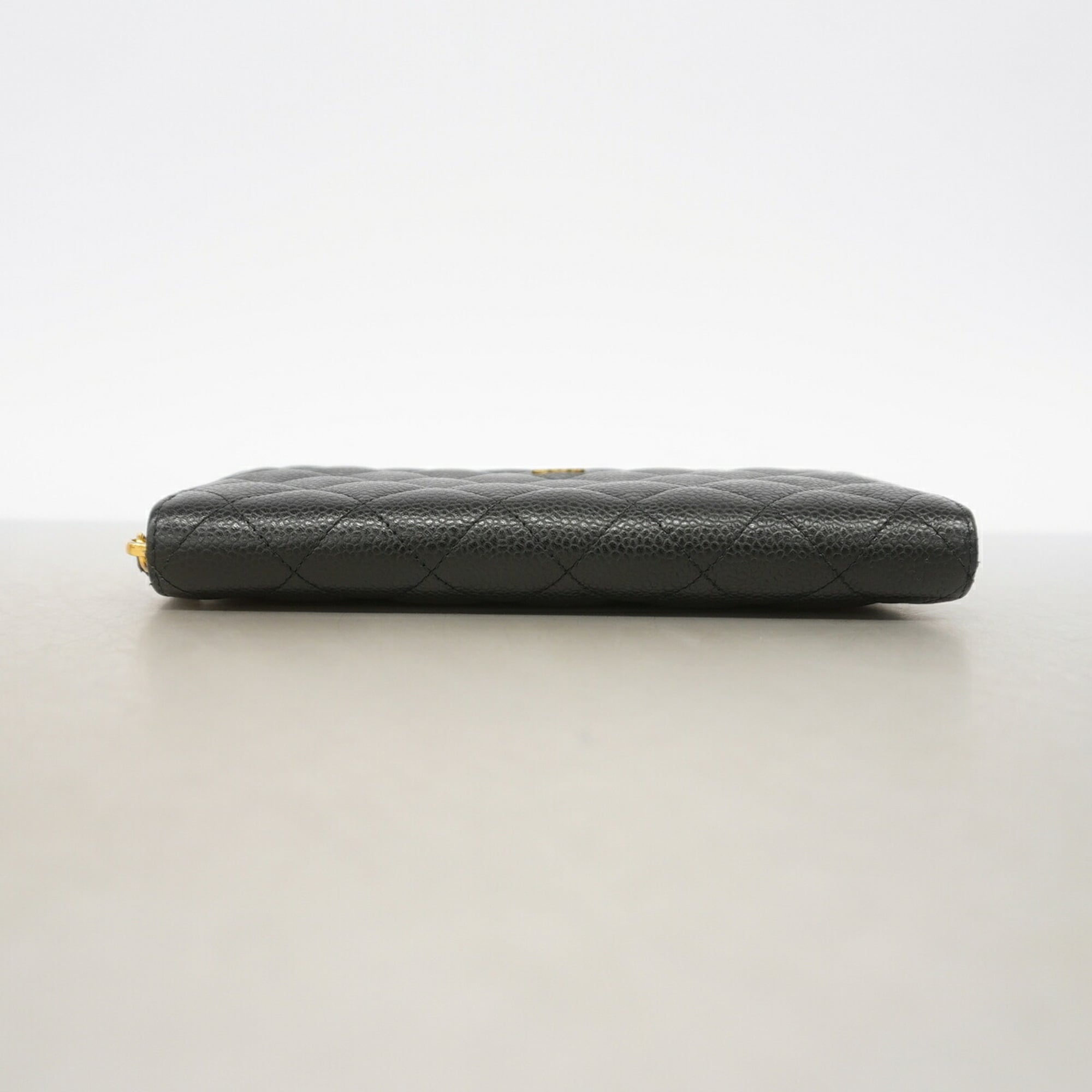 Chanel Black Grained Calfskin Long Wallet (Bi-Fold) (Pre-Owned)