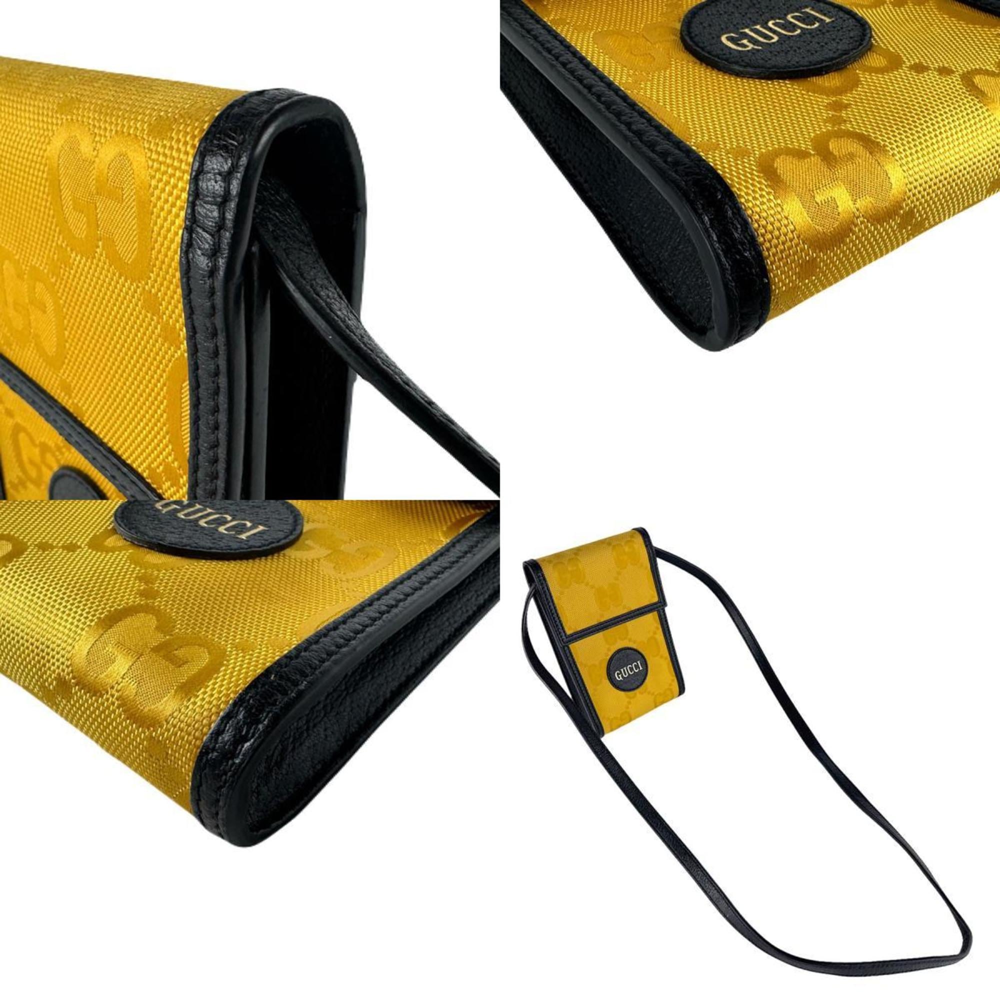Gucci Black Yellow Nylon Canvas Leather Shoulder Bag (Pre-Owned)