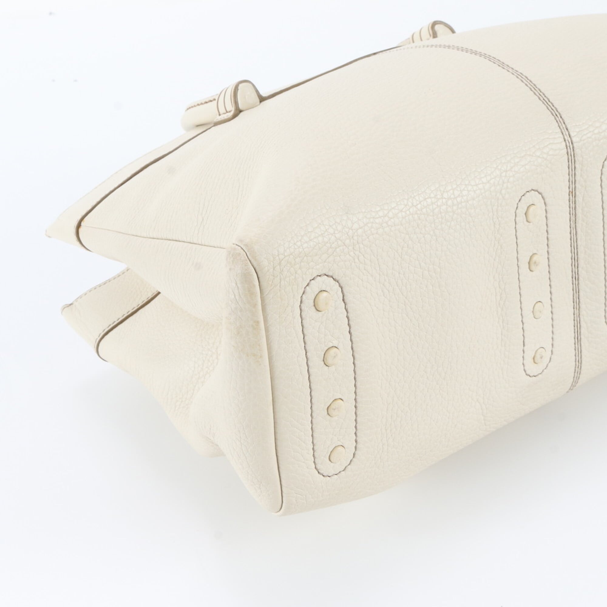 Tod's Ivory Leather Handbag Shoulder Bag Tote Bag (Pre-Owned)