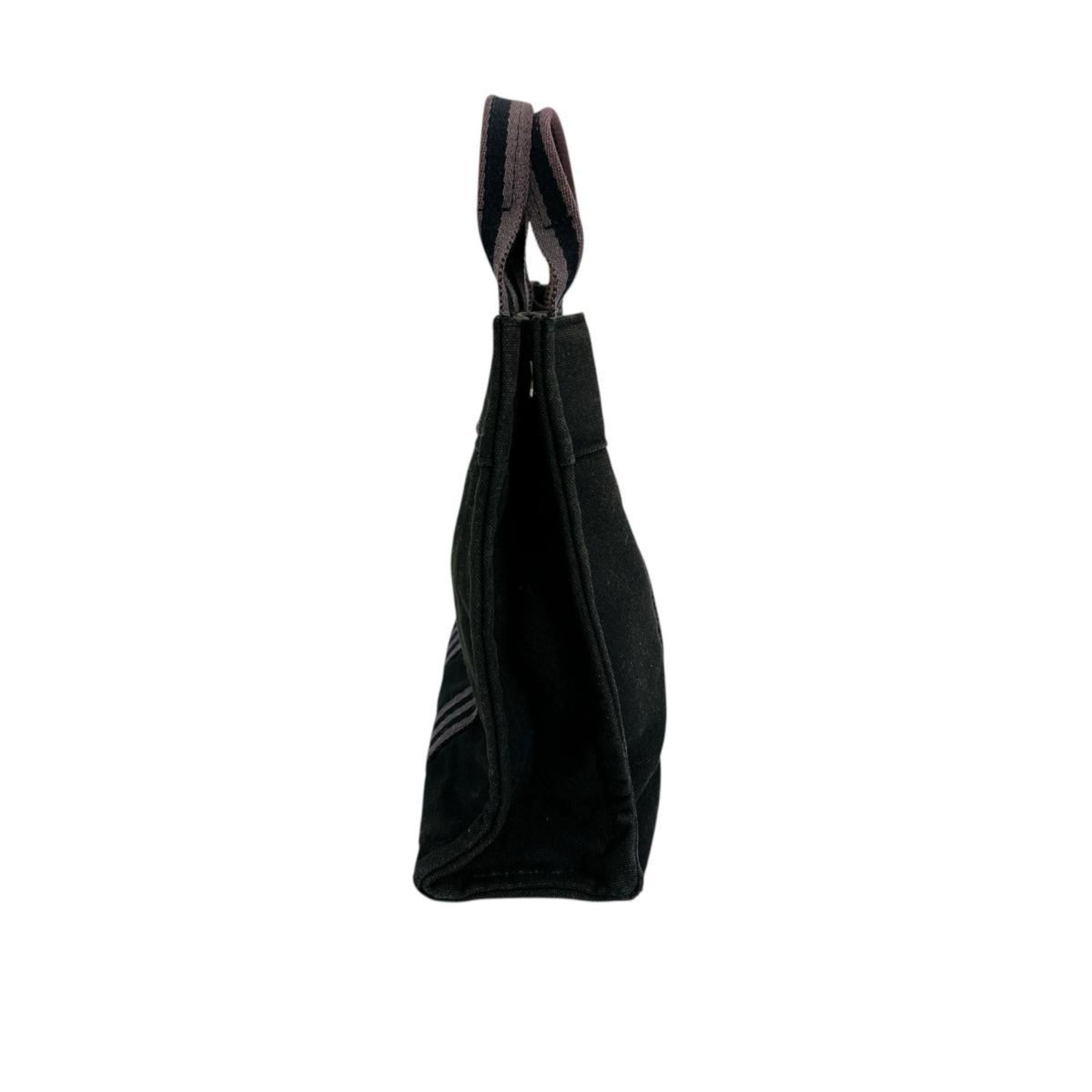 Hermes Black Canvas Handbag Tote Bag (Pre-Owned)
