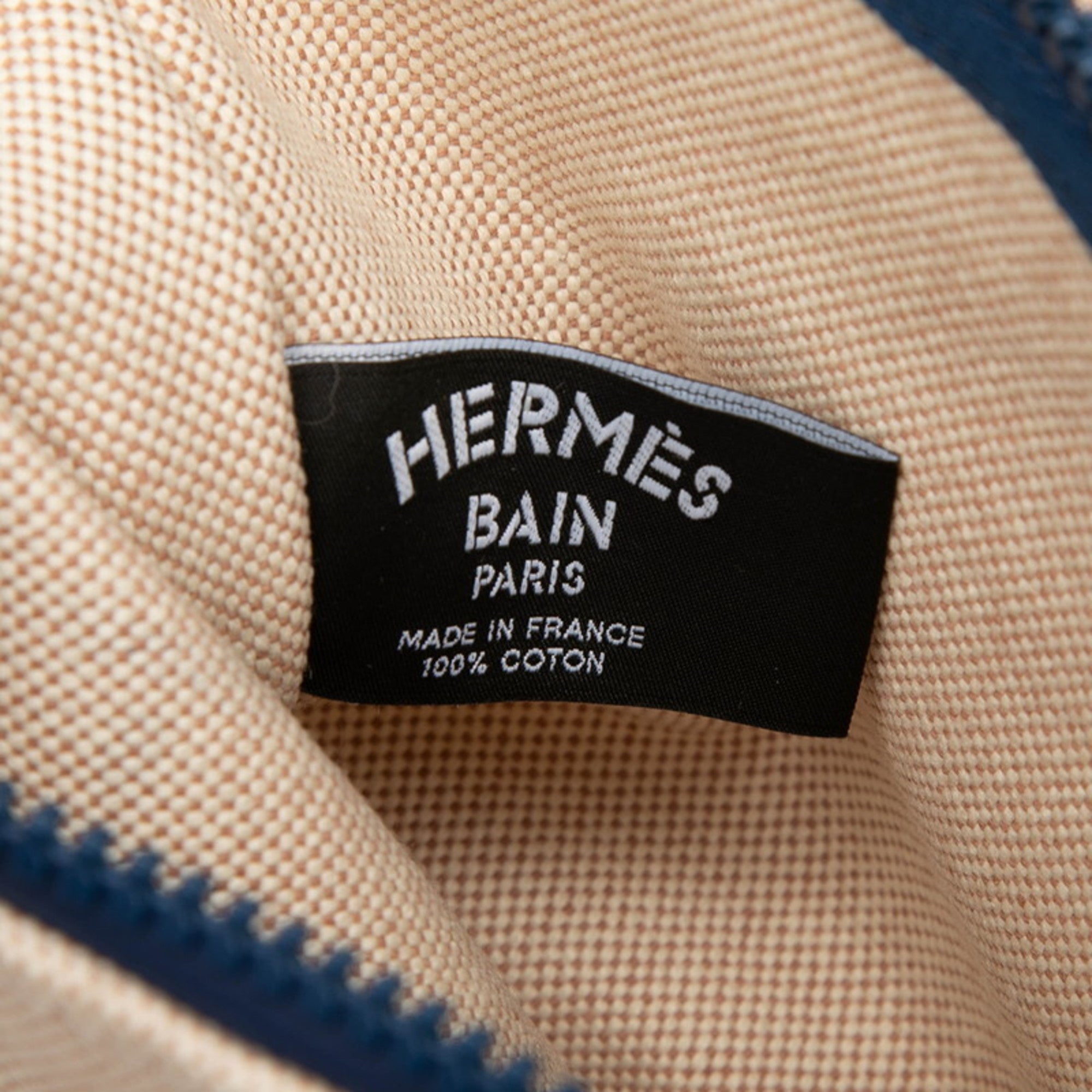 Hermes Beige Navy Orange Cotton Tote Bag (Pre-Owned)