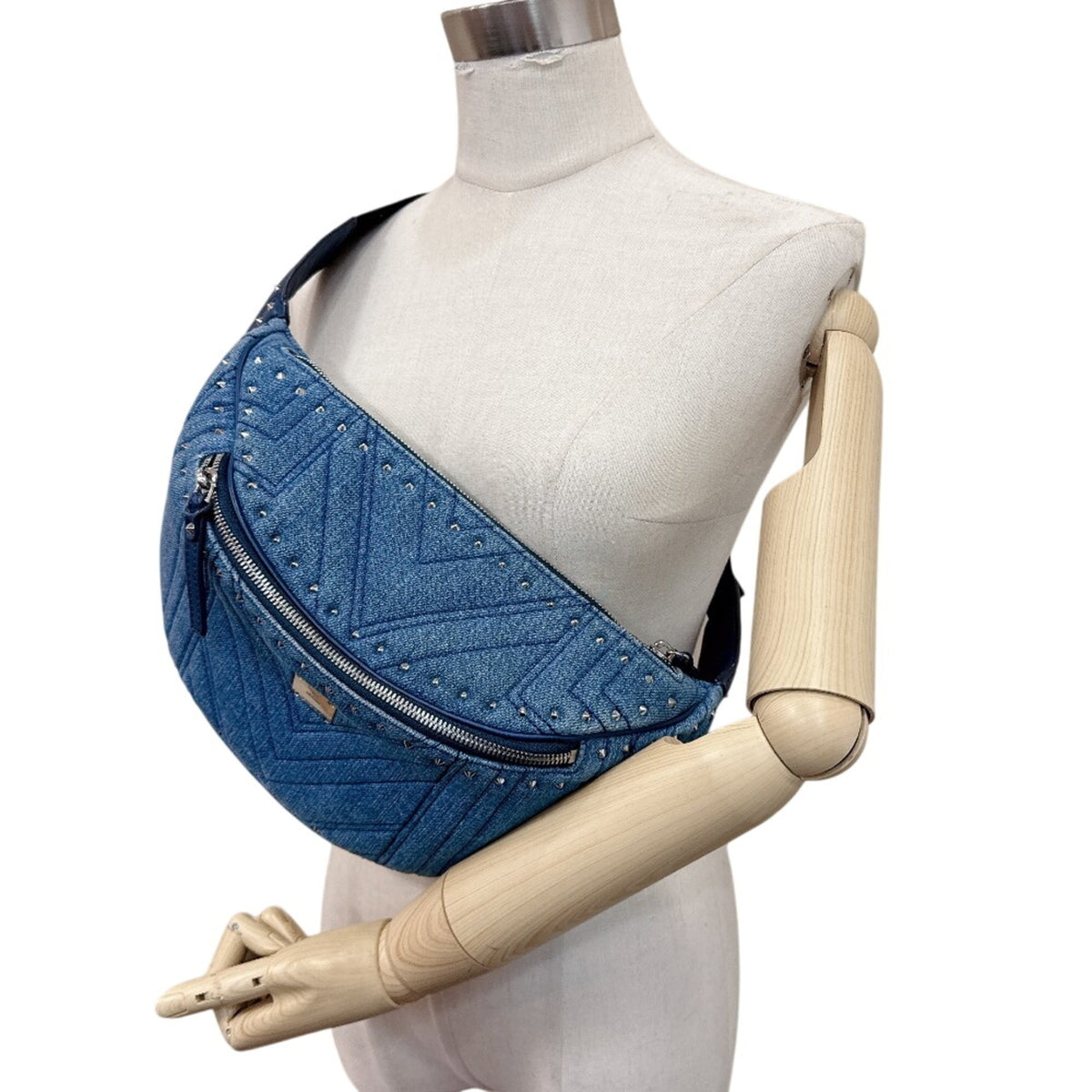 Mcm Blue Canvas Sling Bag (Pre-Owned)