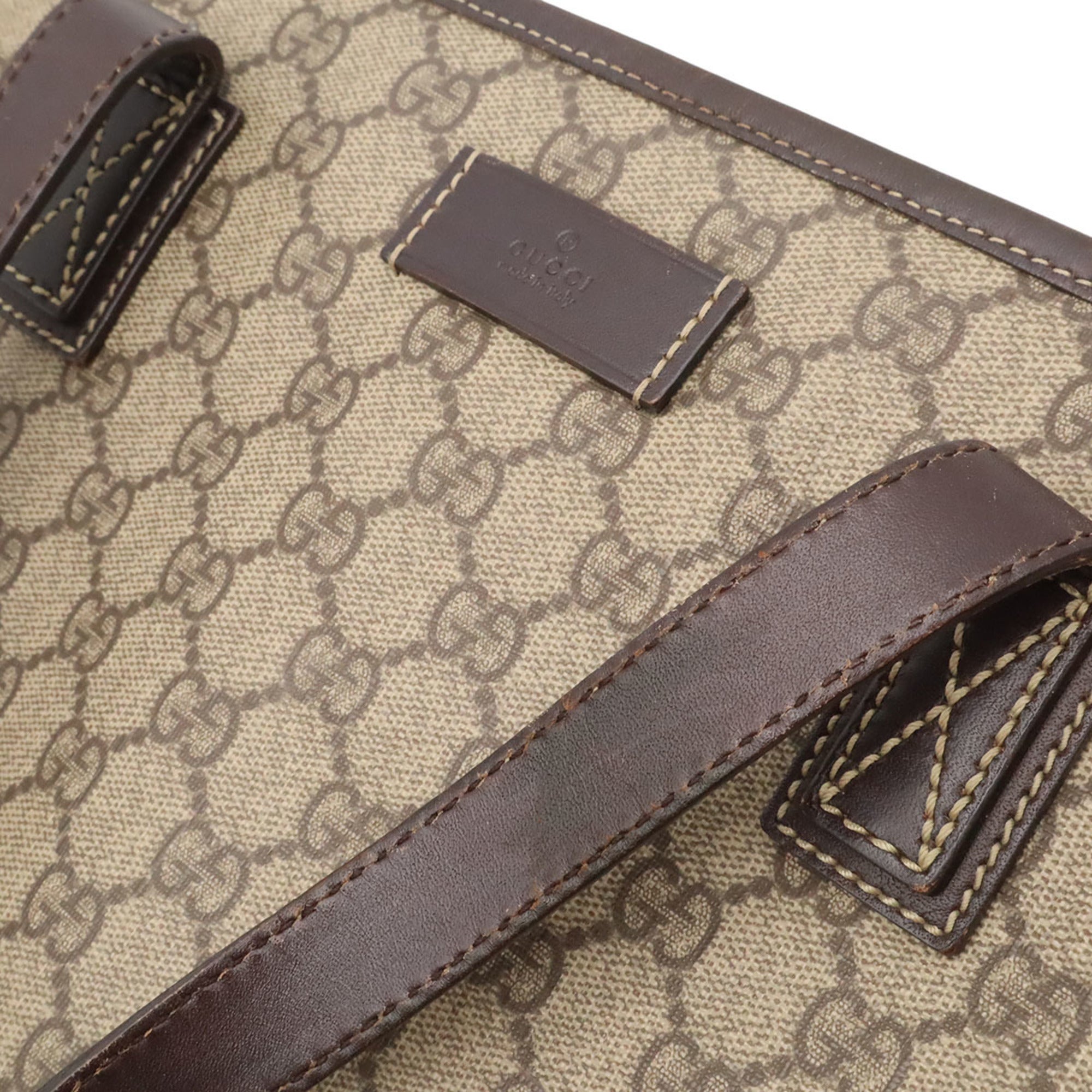 Gucci Beige Dark Brown Khaki Gg Supreme Shoulder Bag Tote Bag (Pre-Owned)