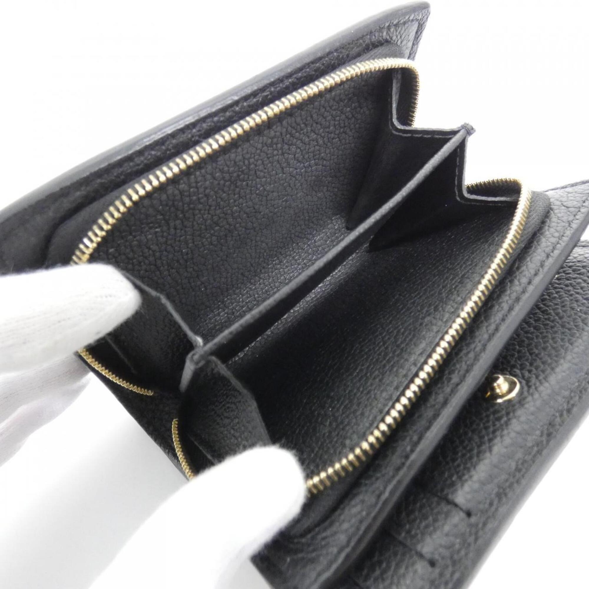 Louis Vuitton Black Leather Wallet (Tri-Fold) (Pre-Owned)