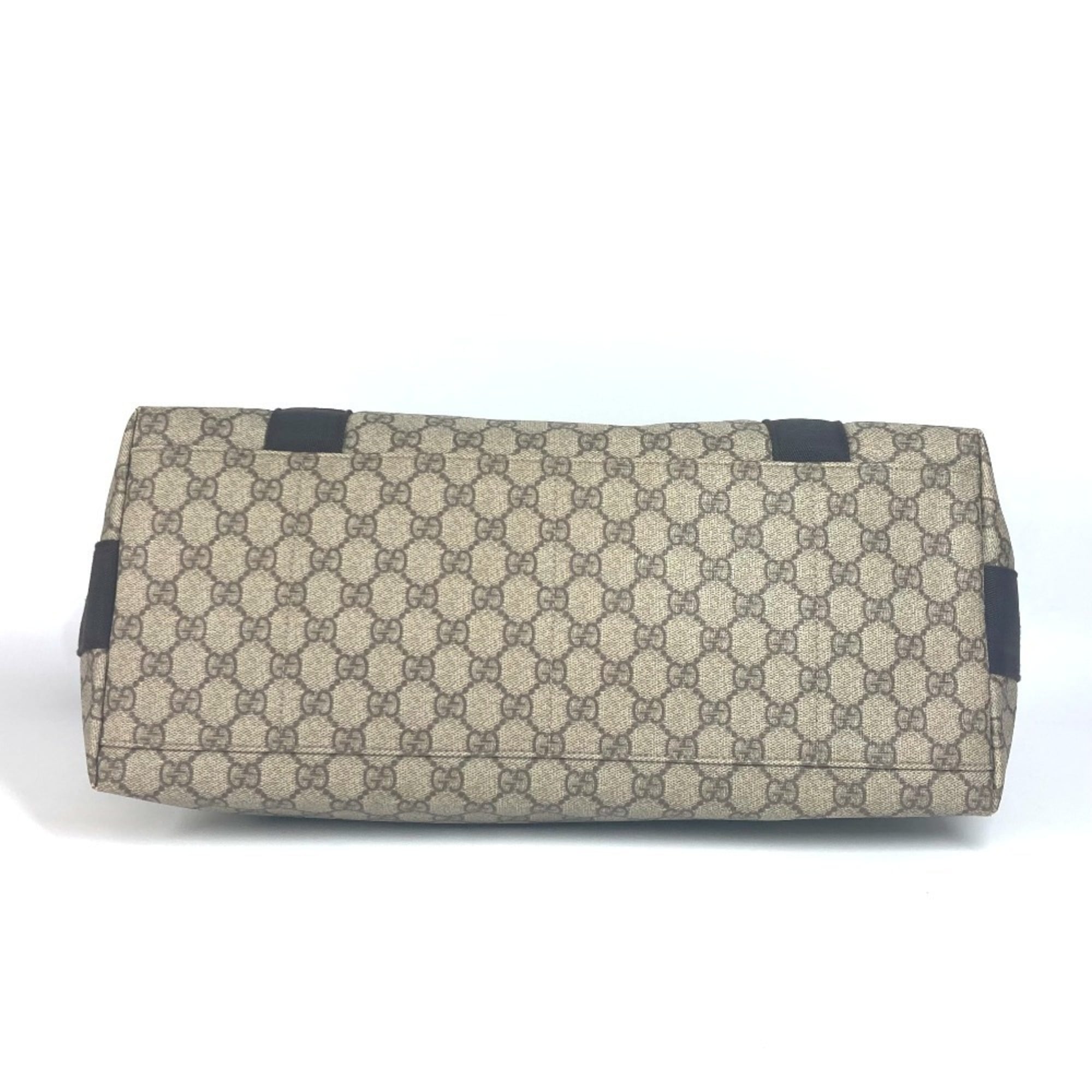 Gucci Gg Plus Beige Dark Brown Gg Supreme Leather Messenger Bag Shoulder Bag (Pre-Owned)