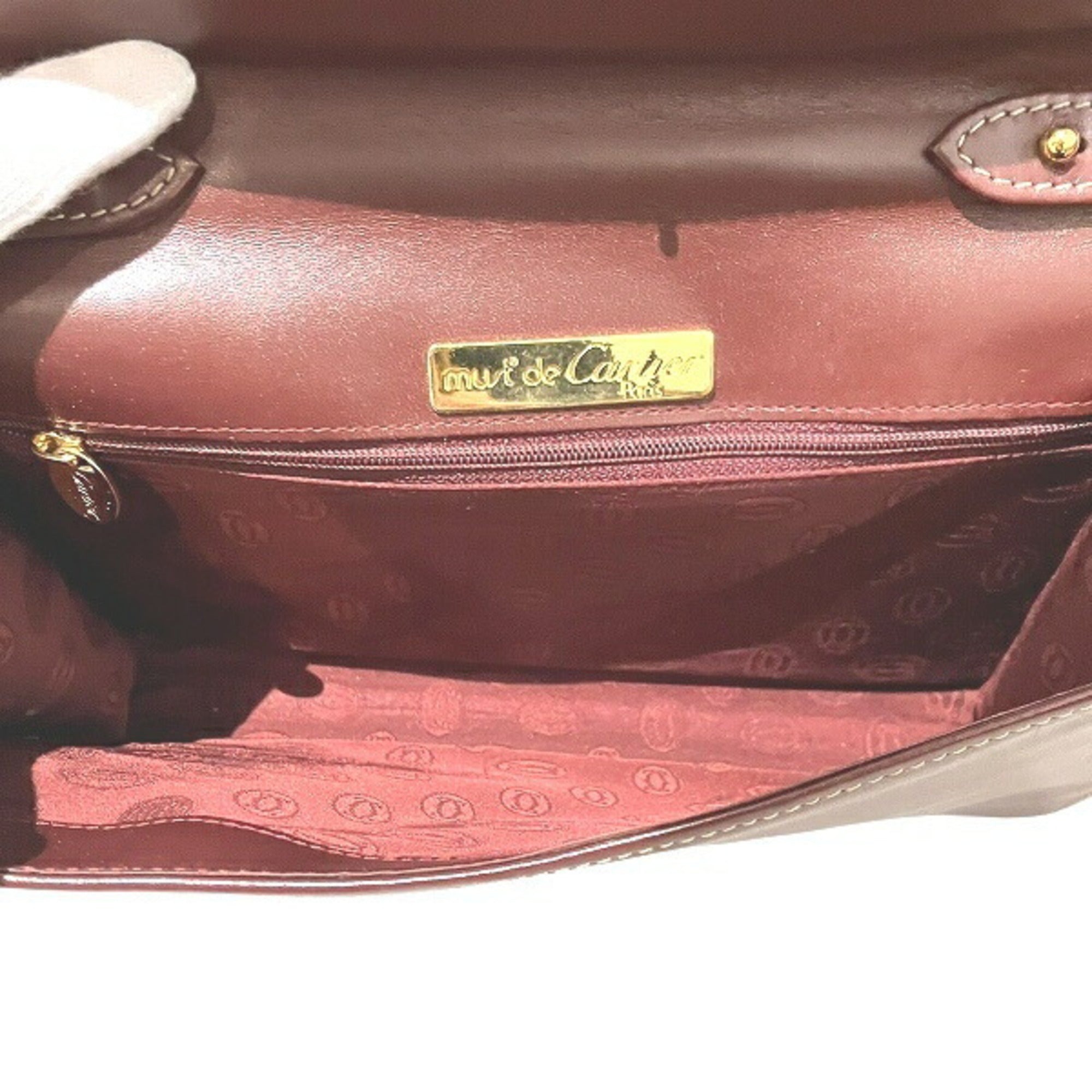 Cartier Must Bordeaux Leather Handbag Shoulder Bag (Pre-Owned)