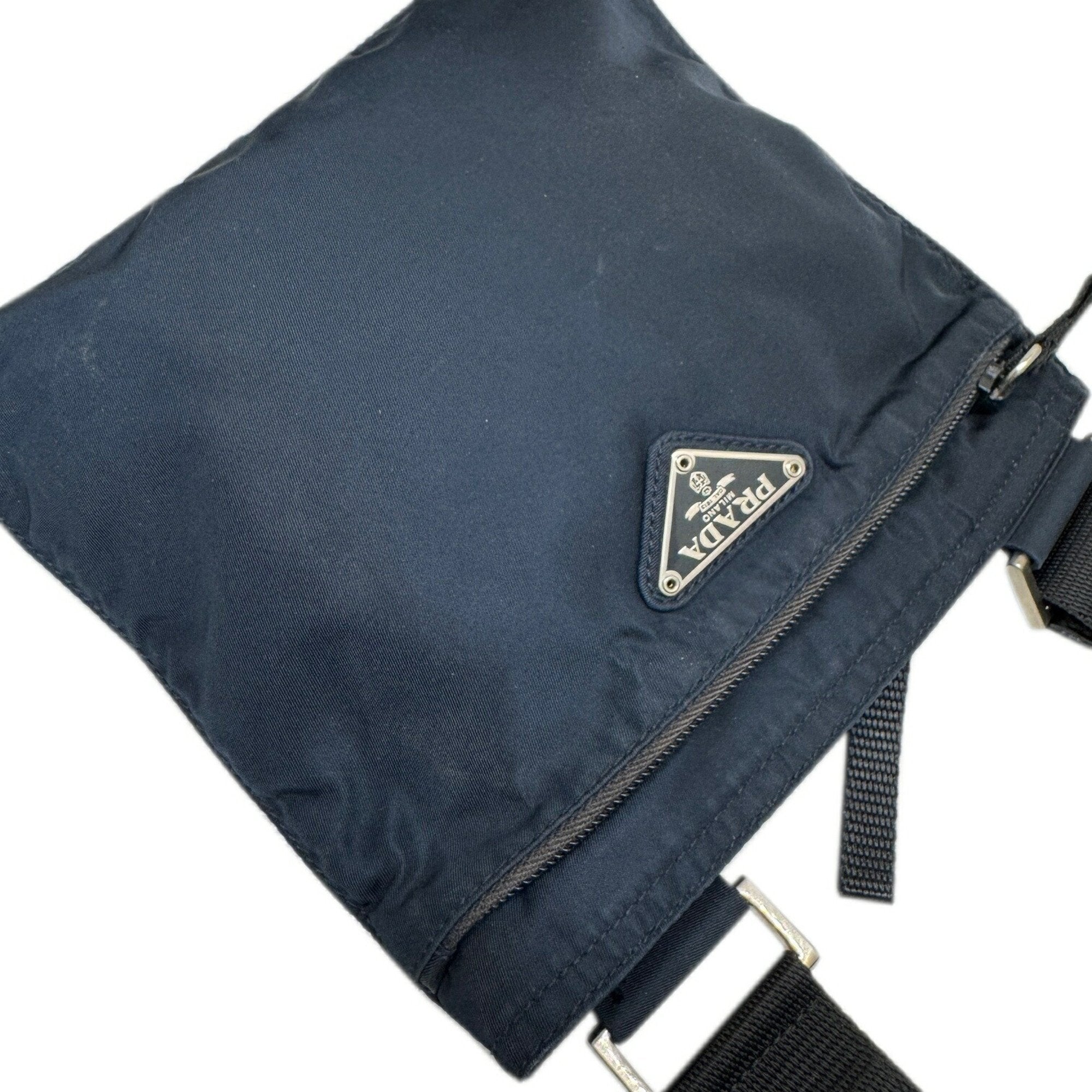 Prada Navy Nylon Pochette Shoulder Bag (Pre-Owned)