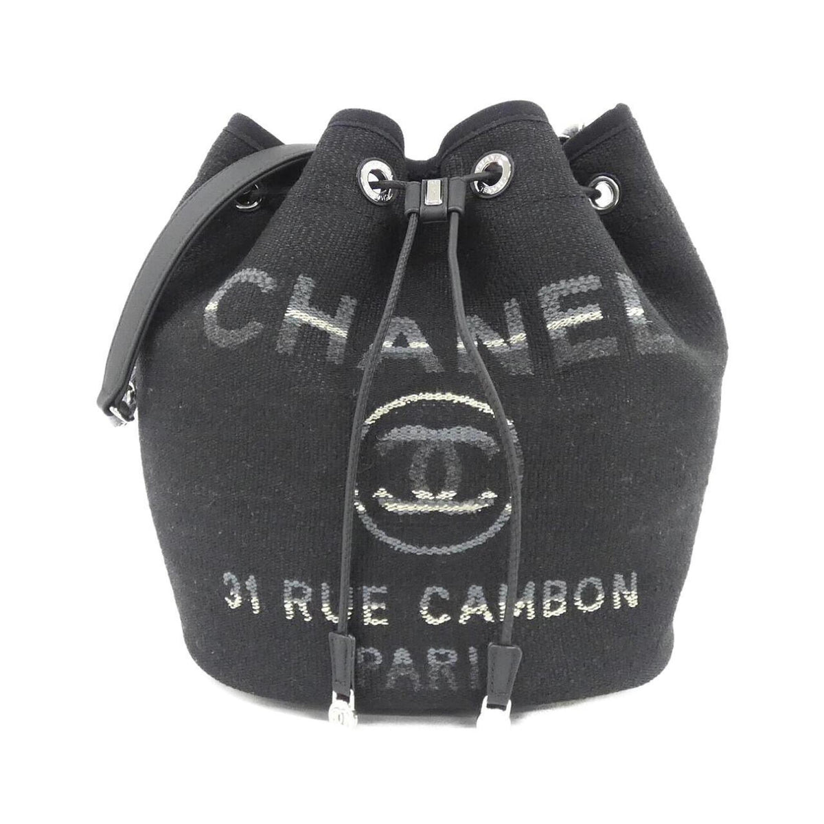 Chanel Black Canvas Leather Shoulder Bag (Pre-Owned)