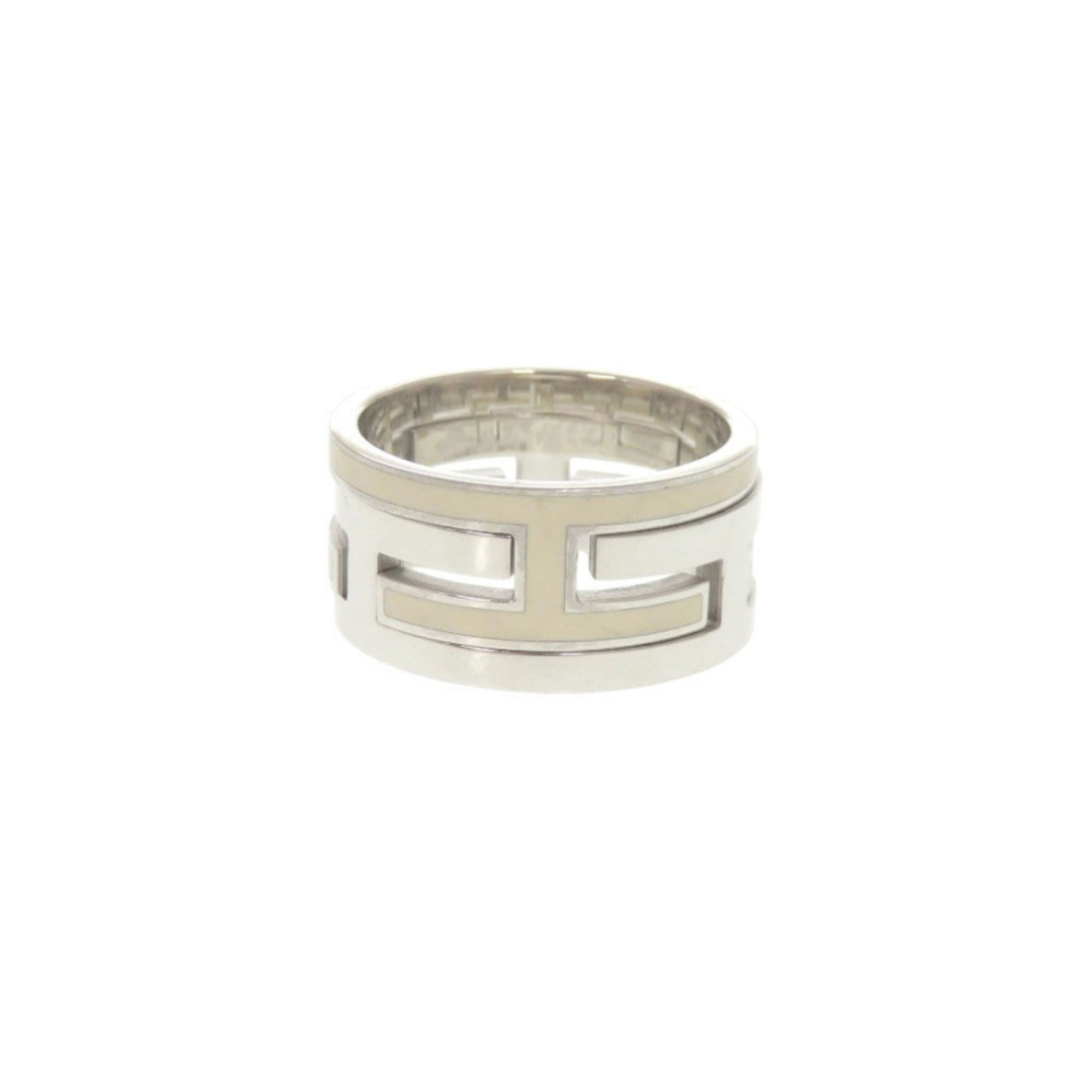 Hermes Silver Ivory Silver 925 Band Ring (Pre-Owned)