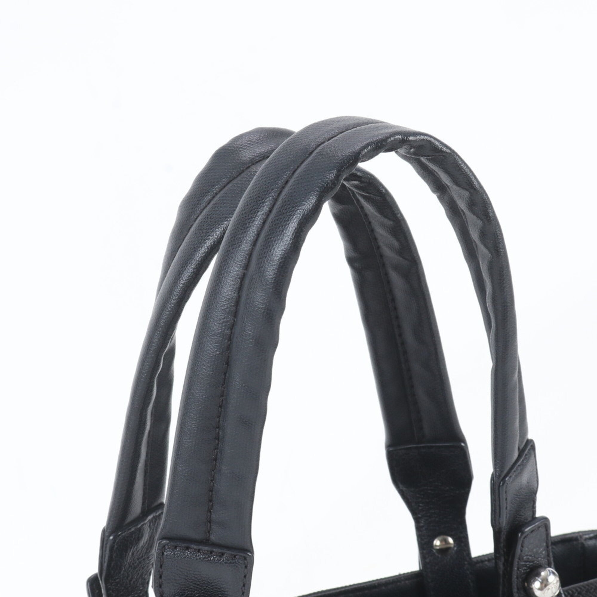 Chanel Black Leather Coated Canvas Shoulder Bag Tote Bag (Pre-Owned)