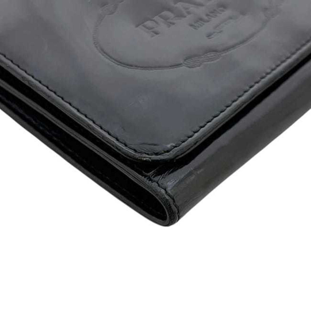 Prada Black Nero Patent Leather Wallet (Tri-Fold) (Pre-Owned)