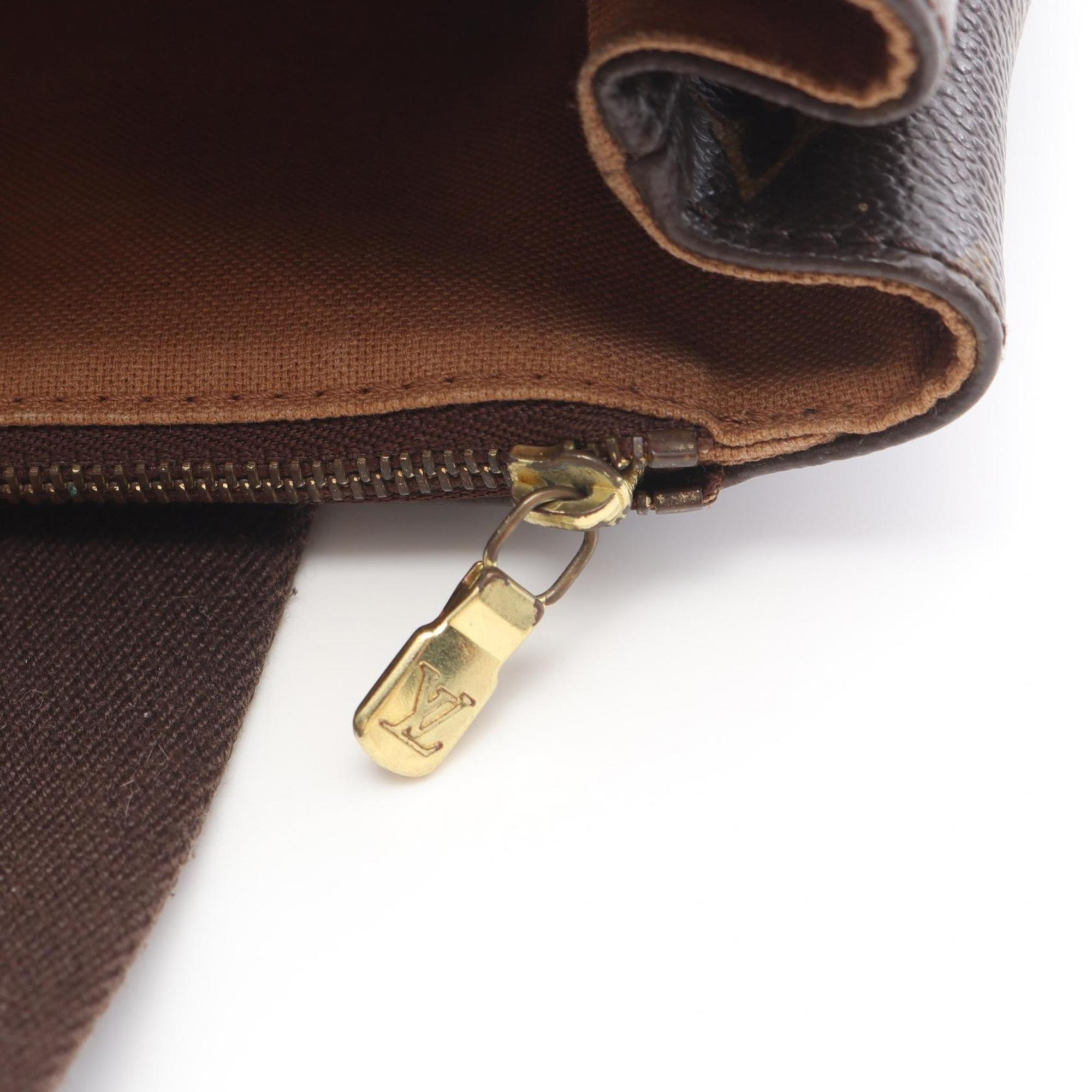 Louis Vuitton Brown Coated Canvas Leather Tote Bag (Pre-Owned)