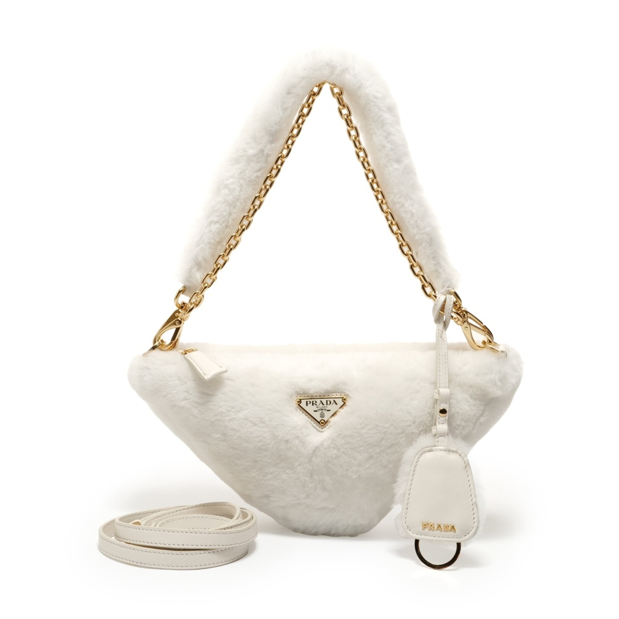 Prada White Wool Shoulder Bag (Pre-Owned)