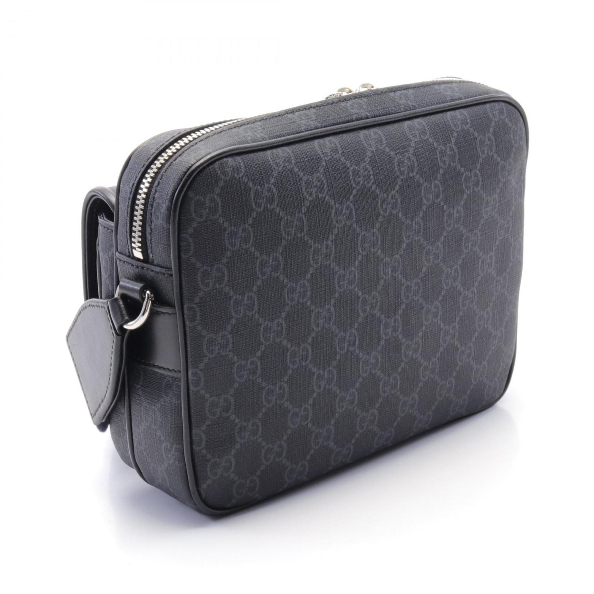 Gucci Black Gray Pvc Leather Shoulder Bag