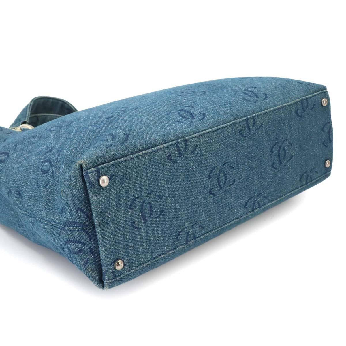 Chanel Blue Yellow Denim Handbag Pouch Tote Bag (Pre-Owned)