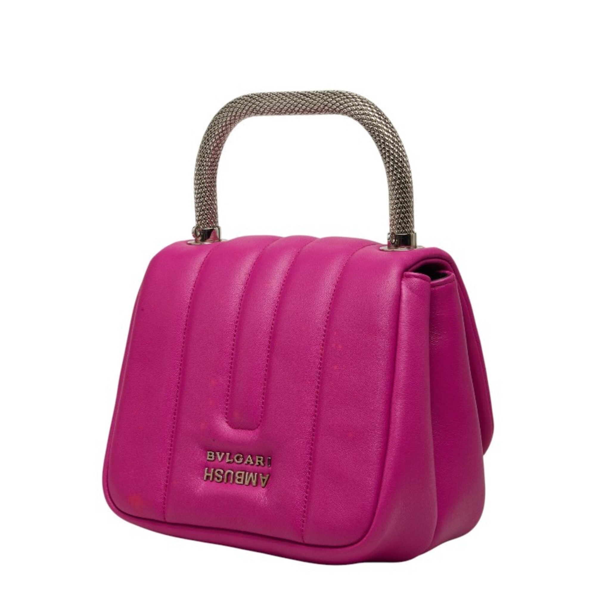 Bvlgari Pink Leather Handbag Shoulder Bag (Pre-Owned)