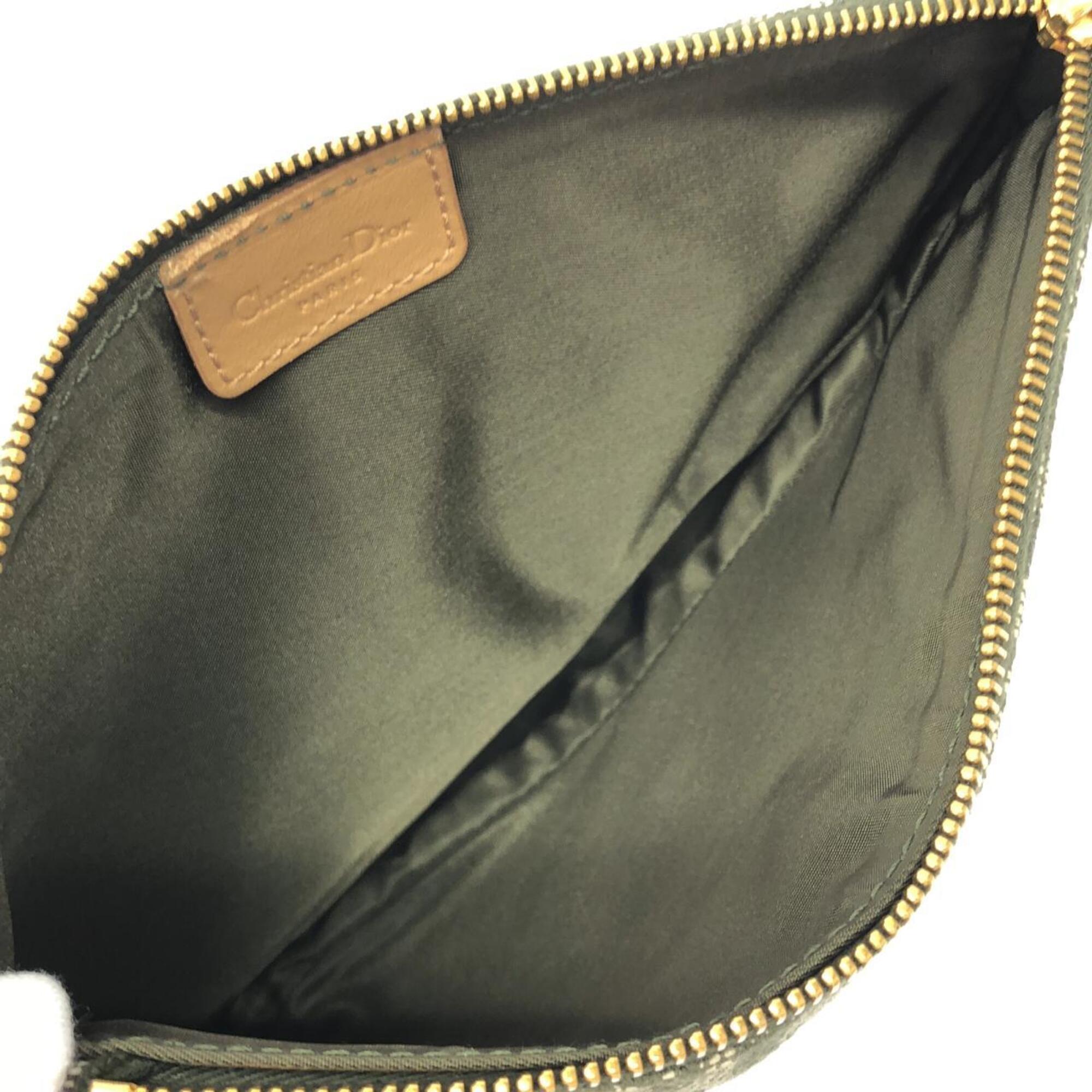 Christian Dior Green Green Canvas Shoulder Bag (Pre-Owned)