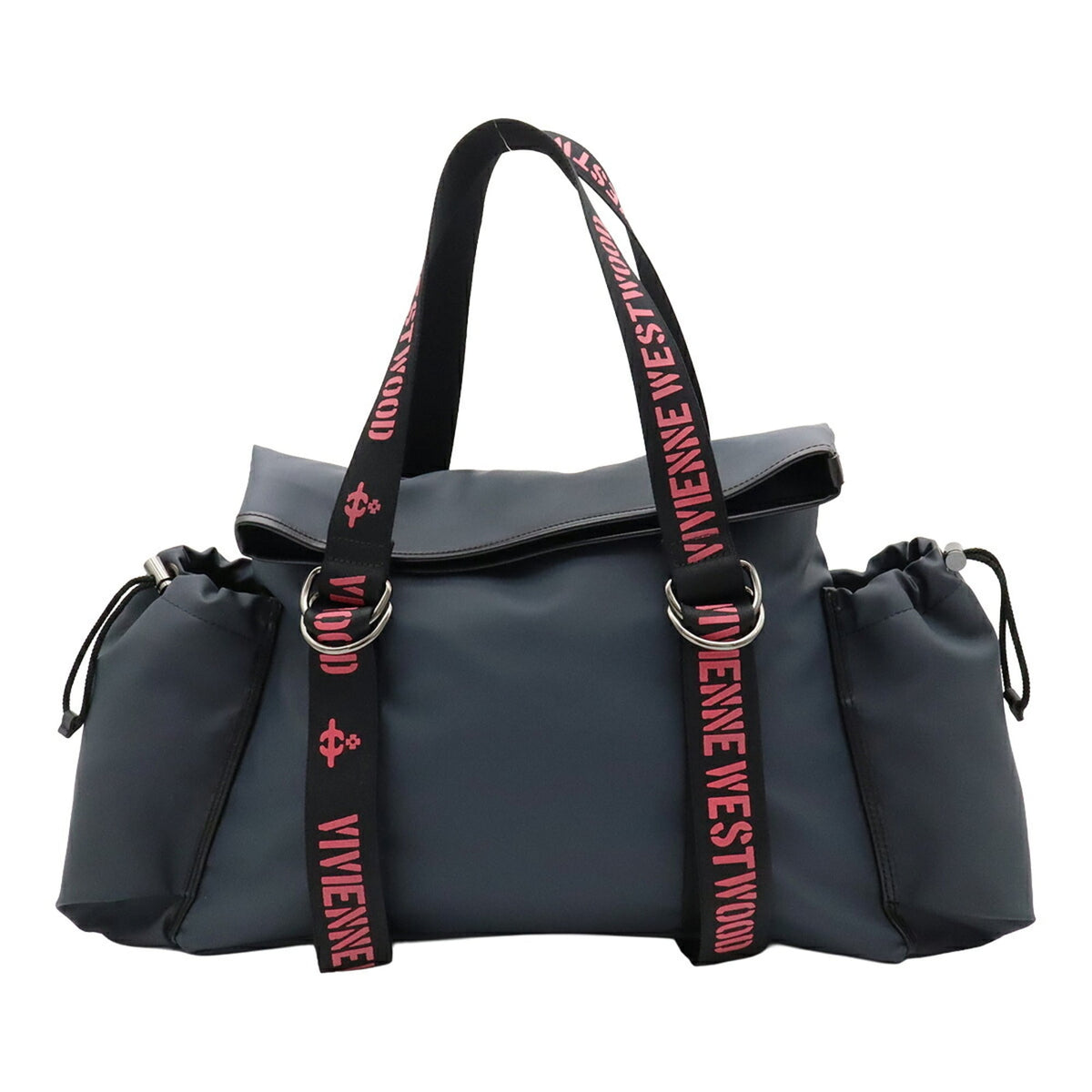 Vivienne Westwood Navy Pink White Rubber Leather Boston Bag Shoulder Bag Tote Bag (Pre-Owned)