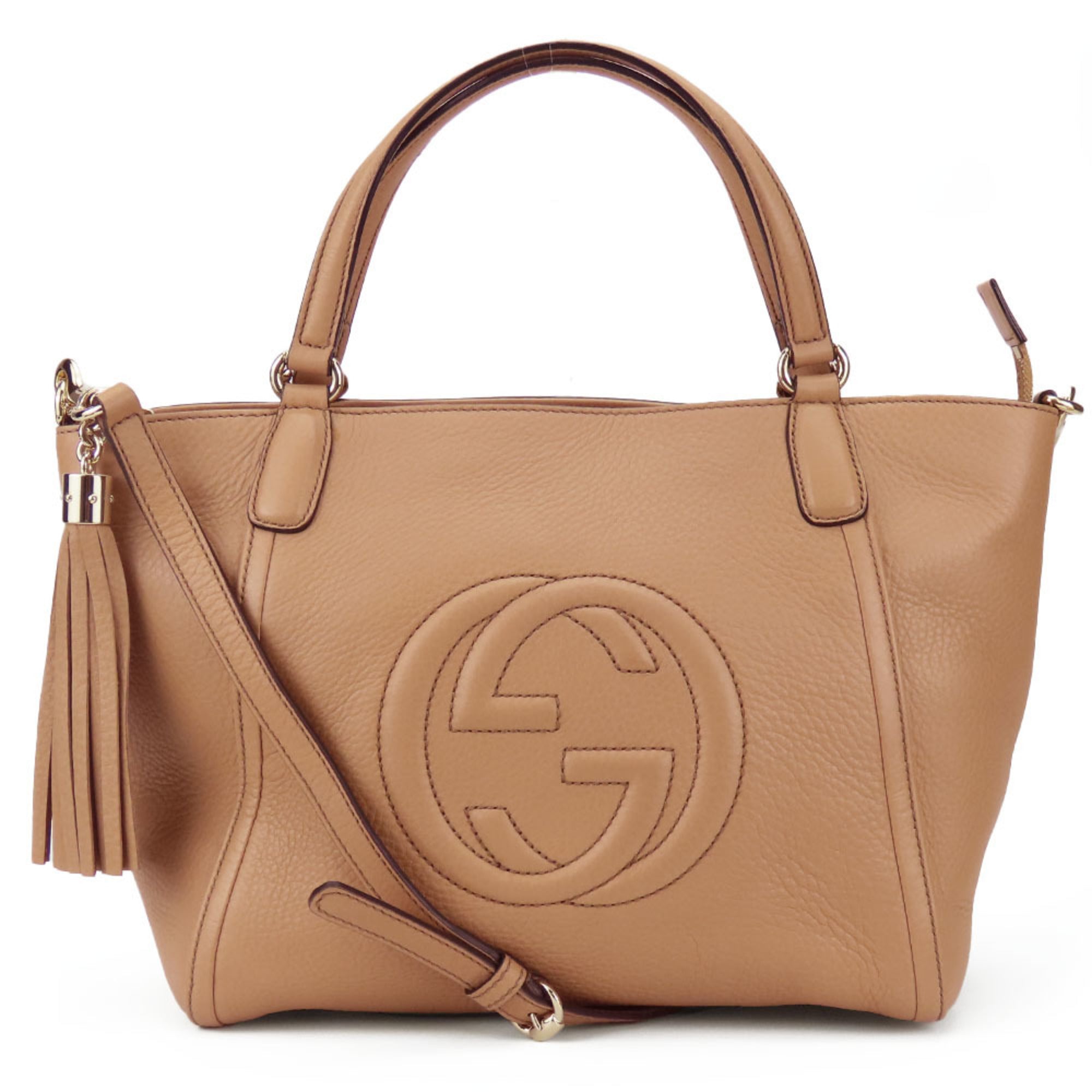 Gucci Beige Leather Handbag Shoulder Bag (Pre-Owned)