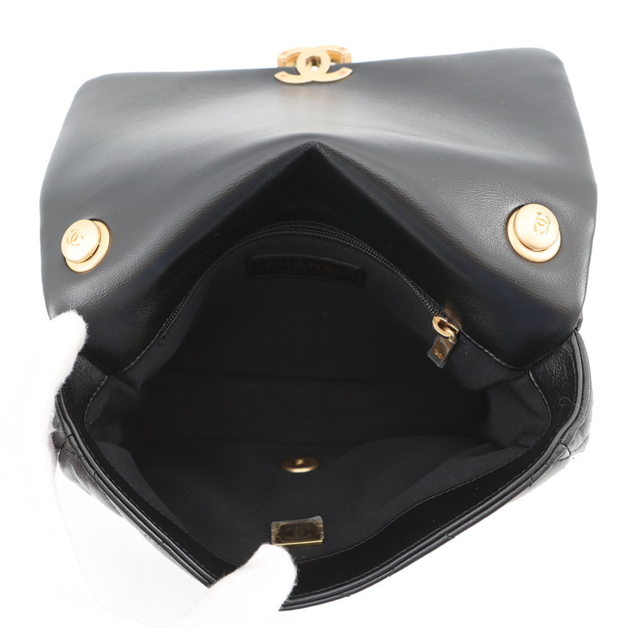 Chanel Black Leather Handbag Shoulder Bag (Pre-Owned)