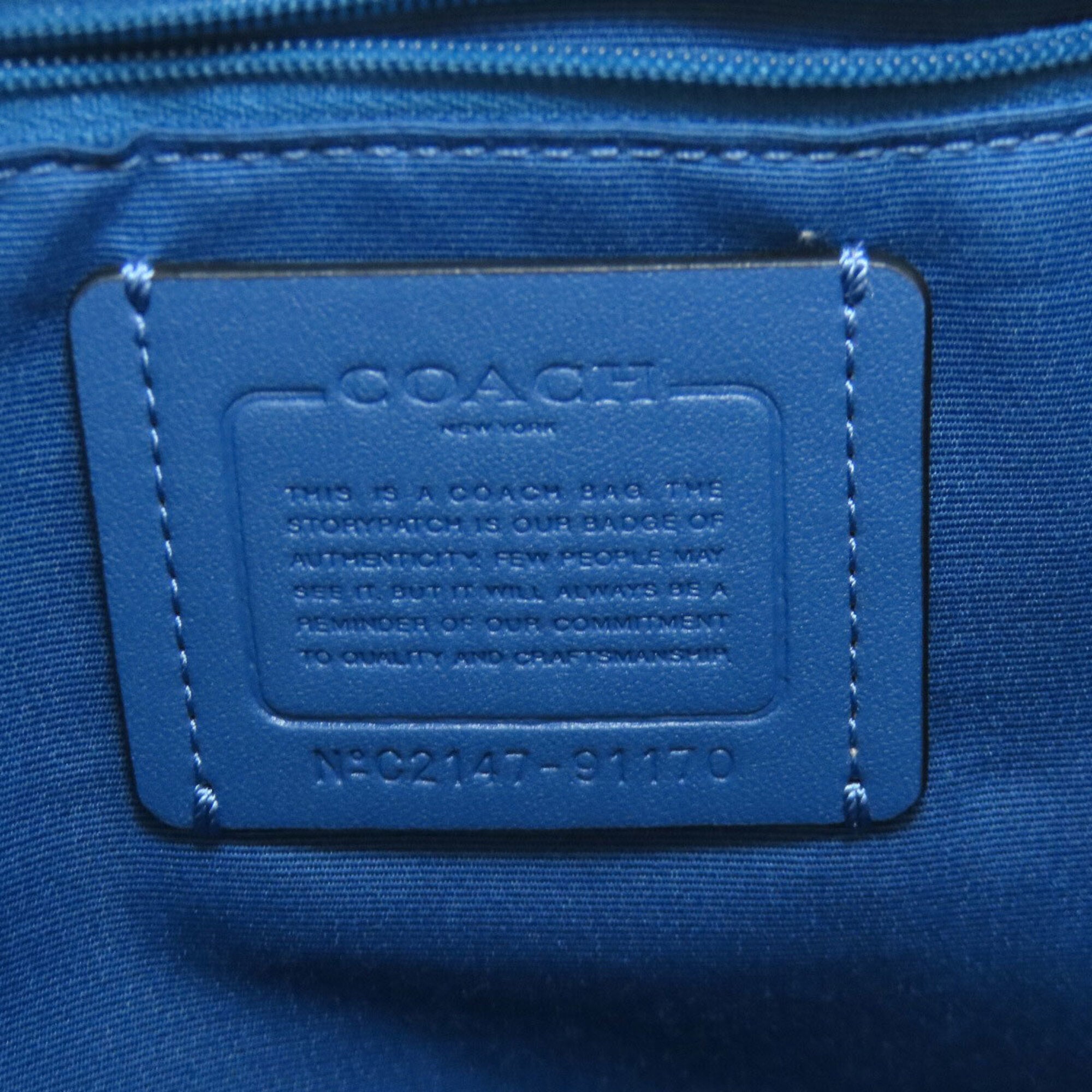 Coach Beige Blue Canvas Tote Bag (Pre-Owned)