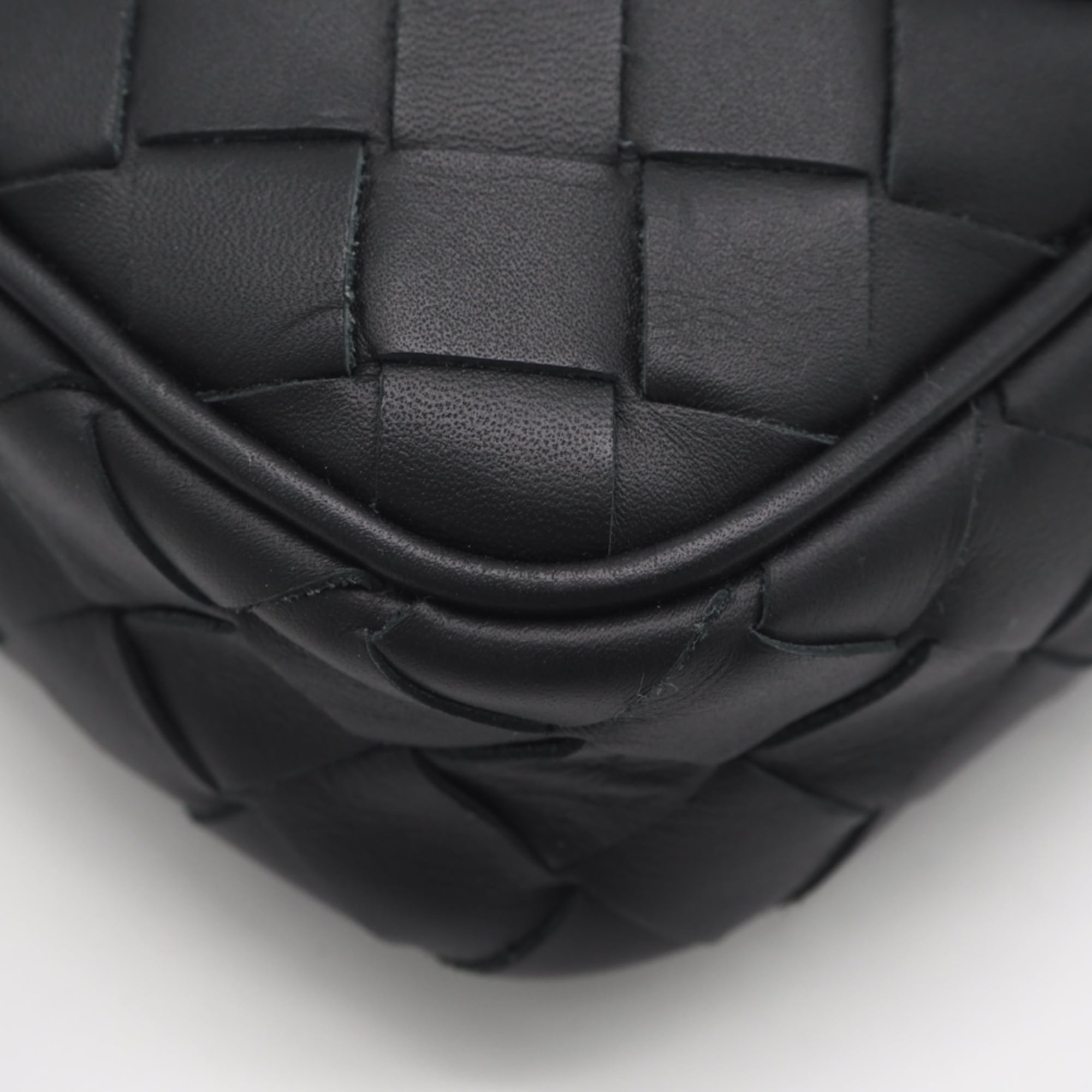 Bottega Veneta Intrecciato Black Leather Shoulder Bag Sling Bag (Pre-Owned)
