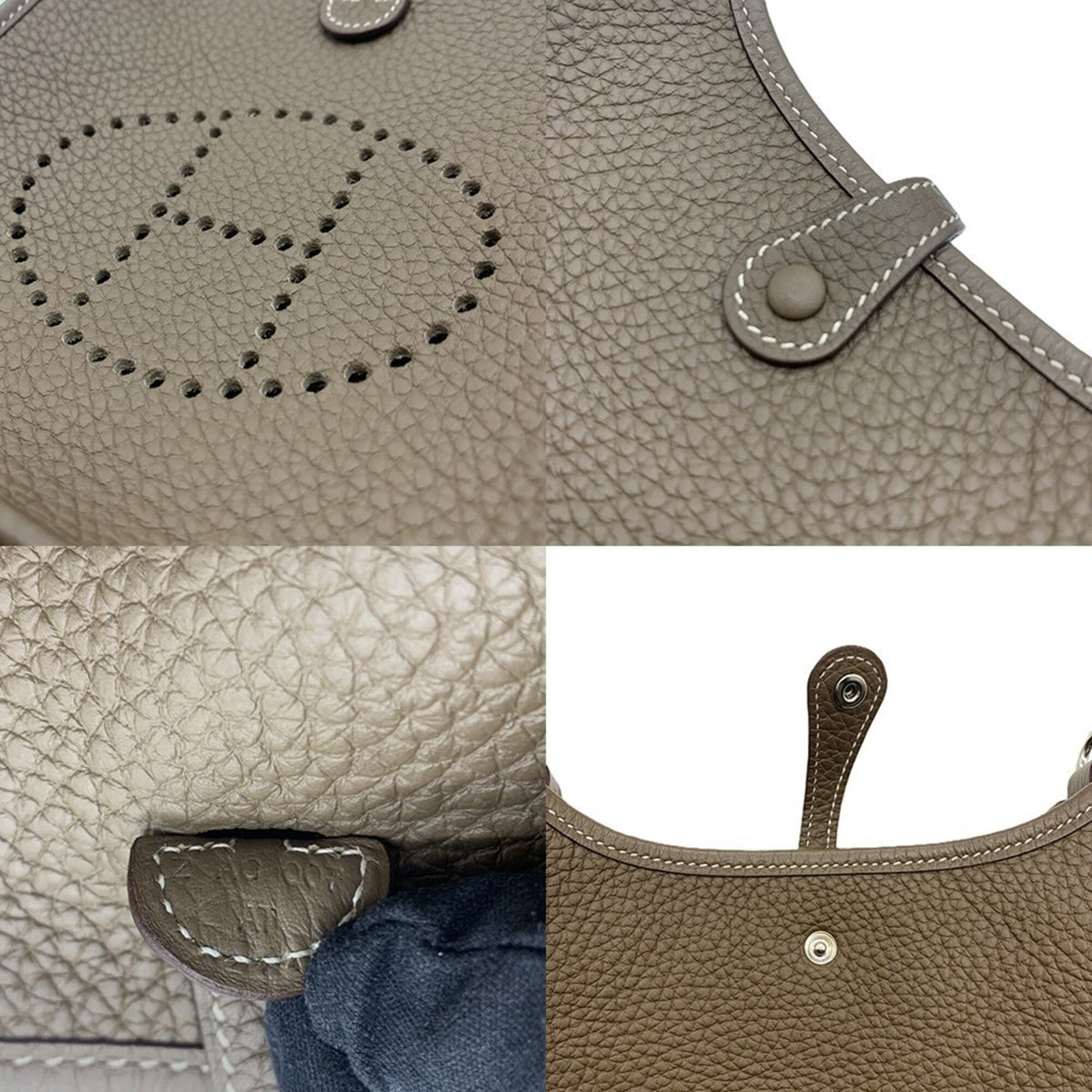 Hermes Evelyne Etoupe Gray Taurillon Clemence Leather Shoulder Bag (Pre-Owned)