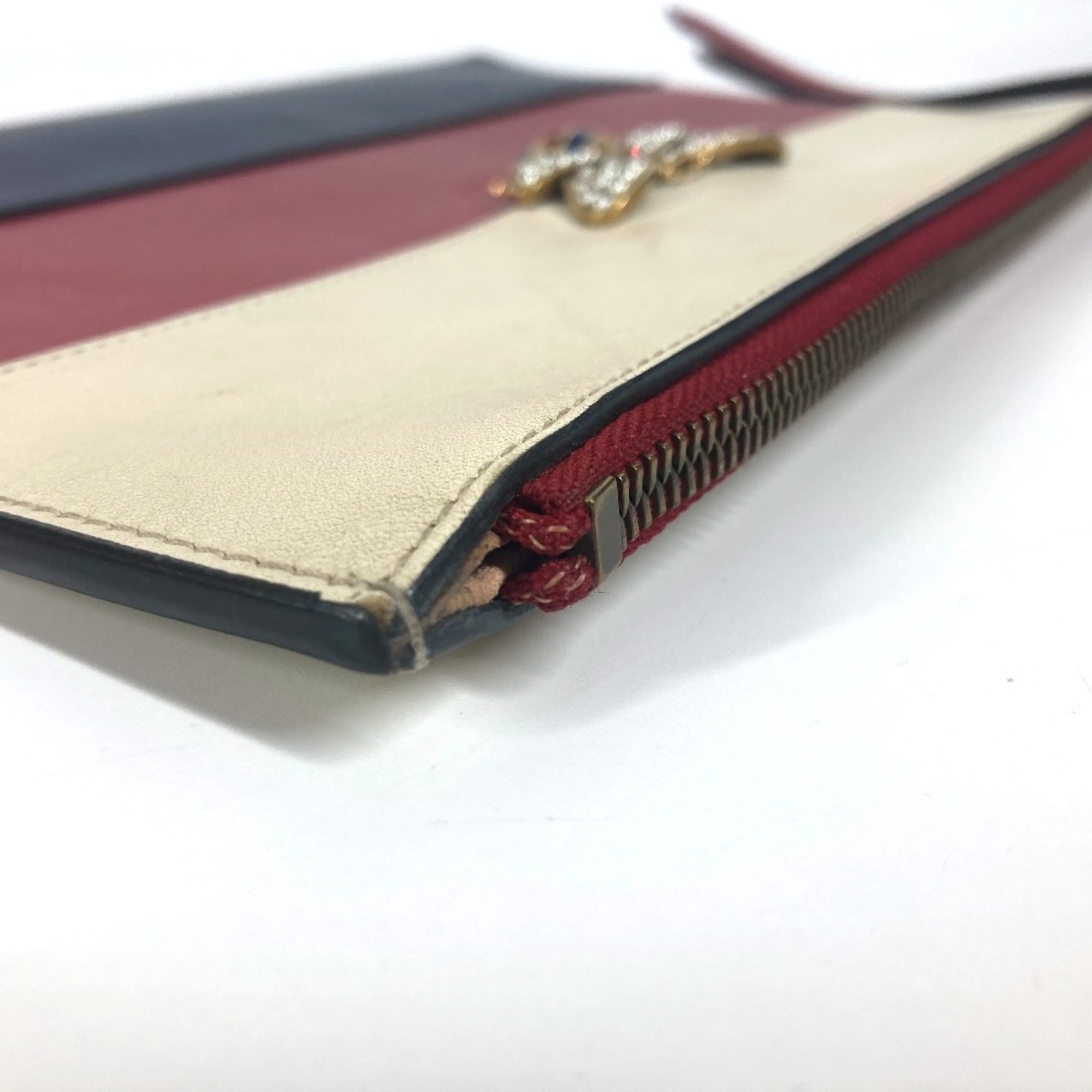 Gucci Navy Red Color Rhinestone Clutch Bag Pouch (Pre-Owned)