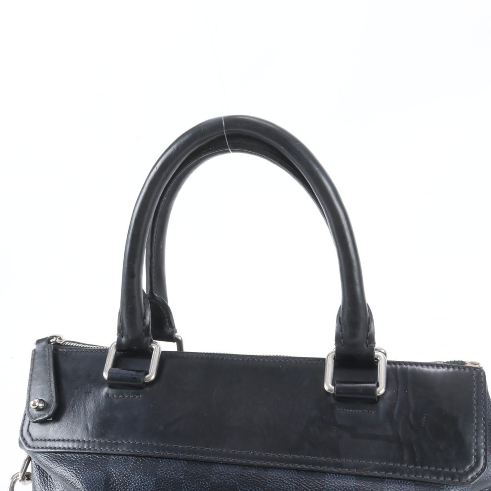 Louis Vuitton Black Navy Leather Coated Canvas Shoulder Bag Tote Bag (Pre-Owned)