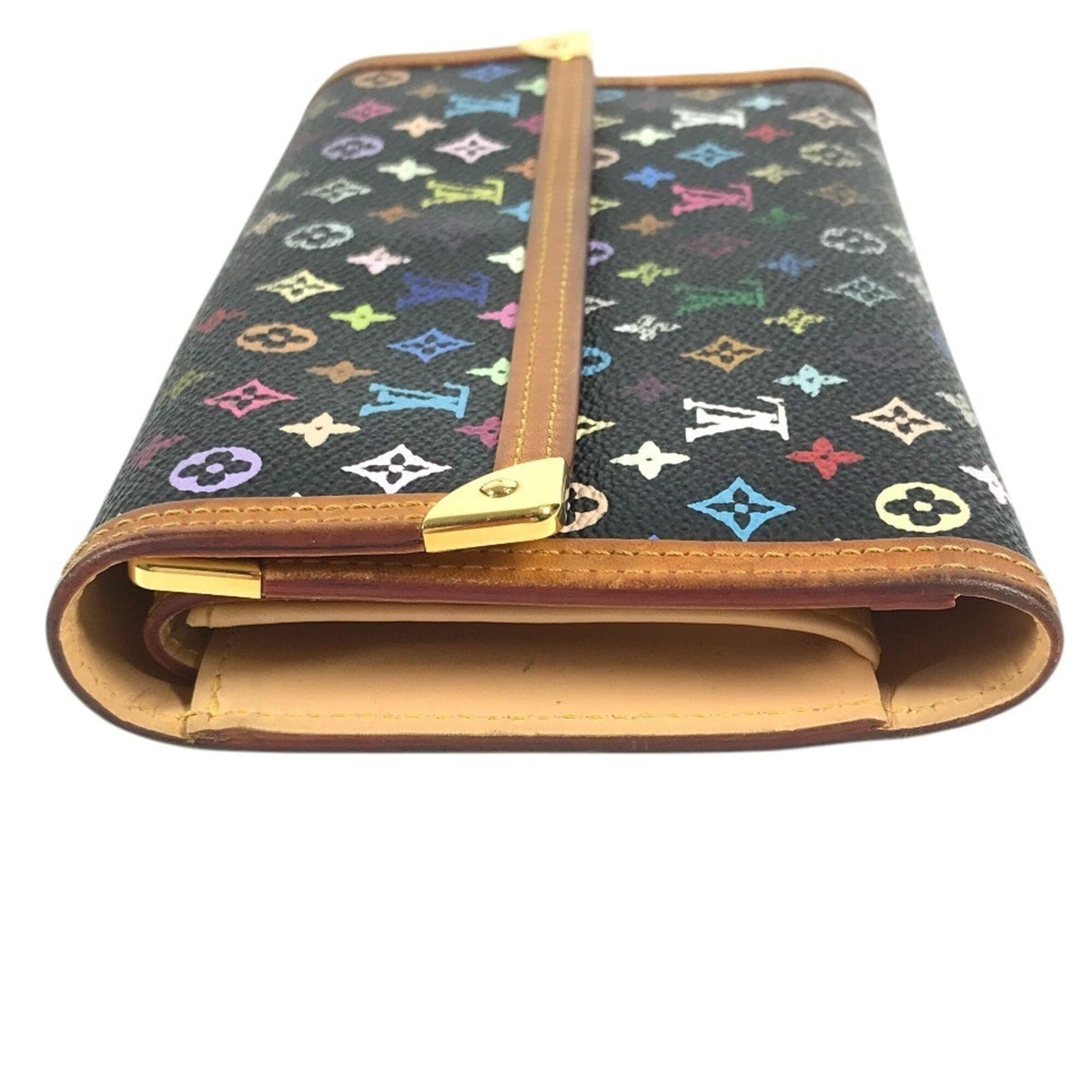 Louis Vuitton Black Noir Monogram Multicolore Wallet (Tri-Fold) (Pre-Owned)