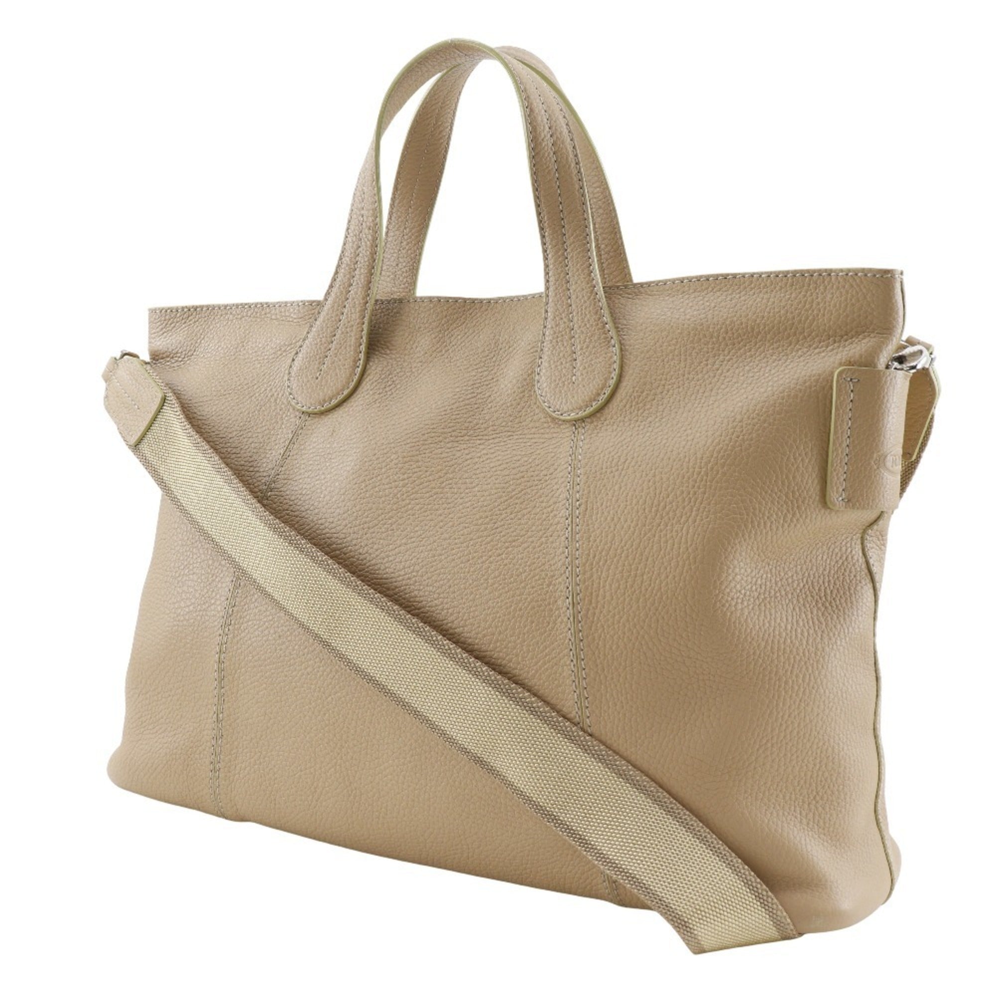 Tod's Beige Leather Handbag Tote Bag (Pre-Owned)