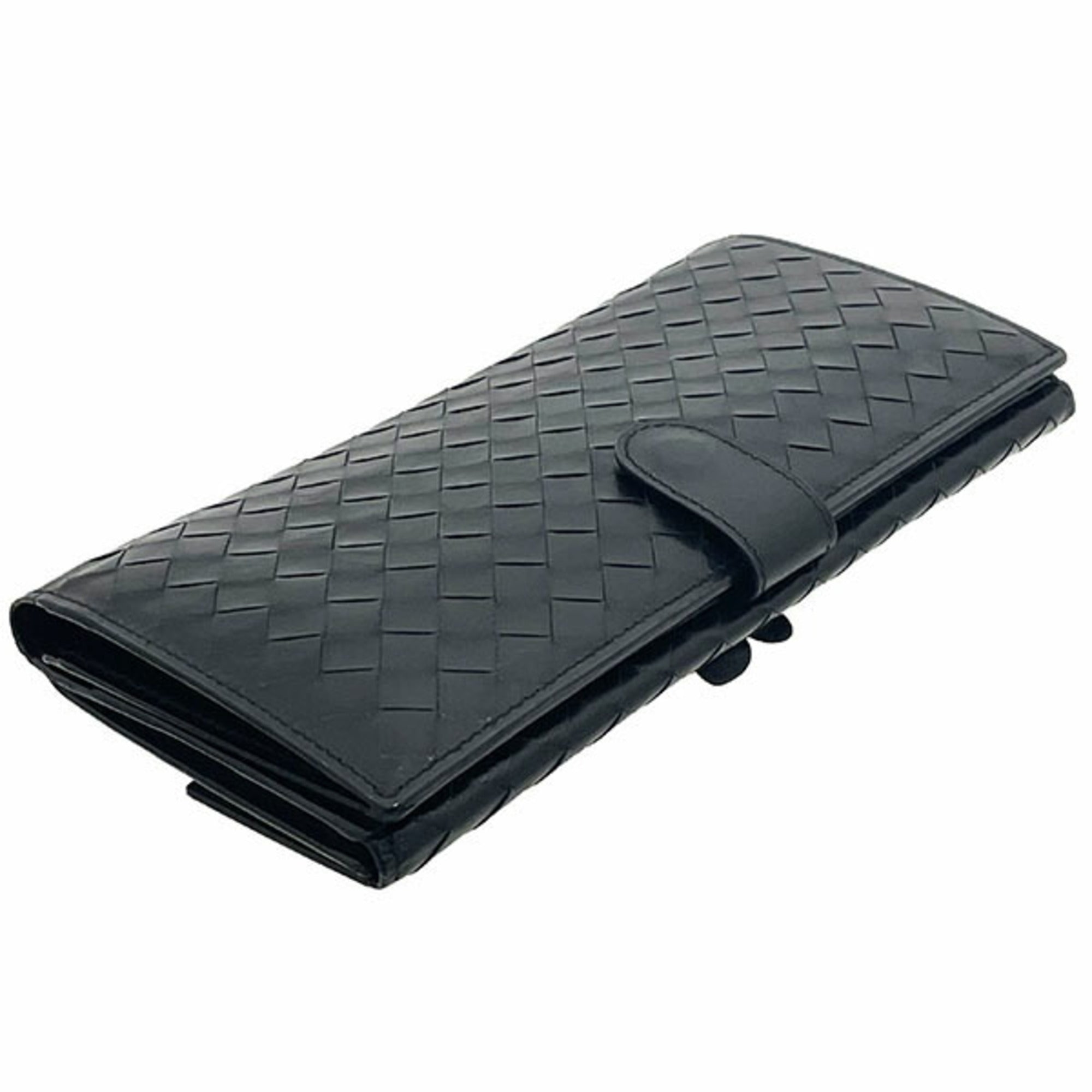 Bottega Veneta Black Leather Long Wallet (Bi-Fold) (Pre-Owned)