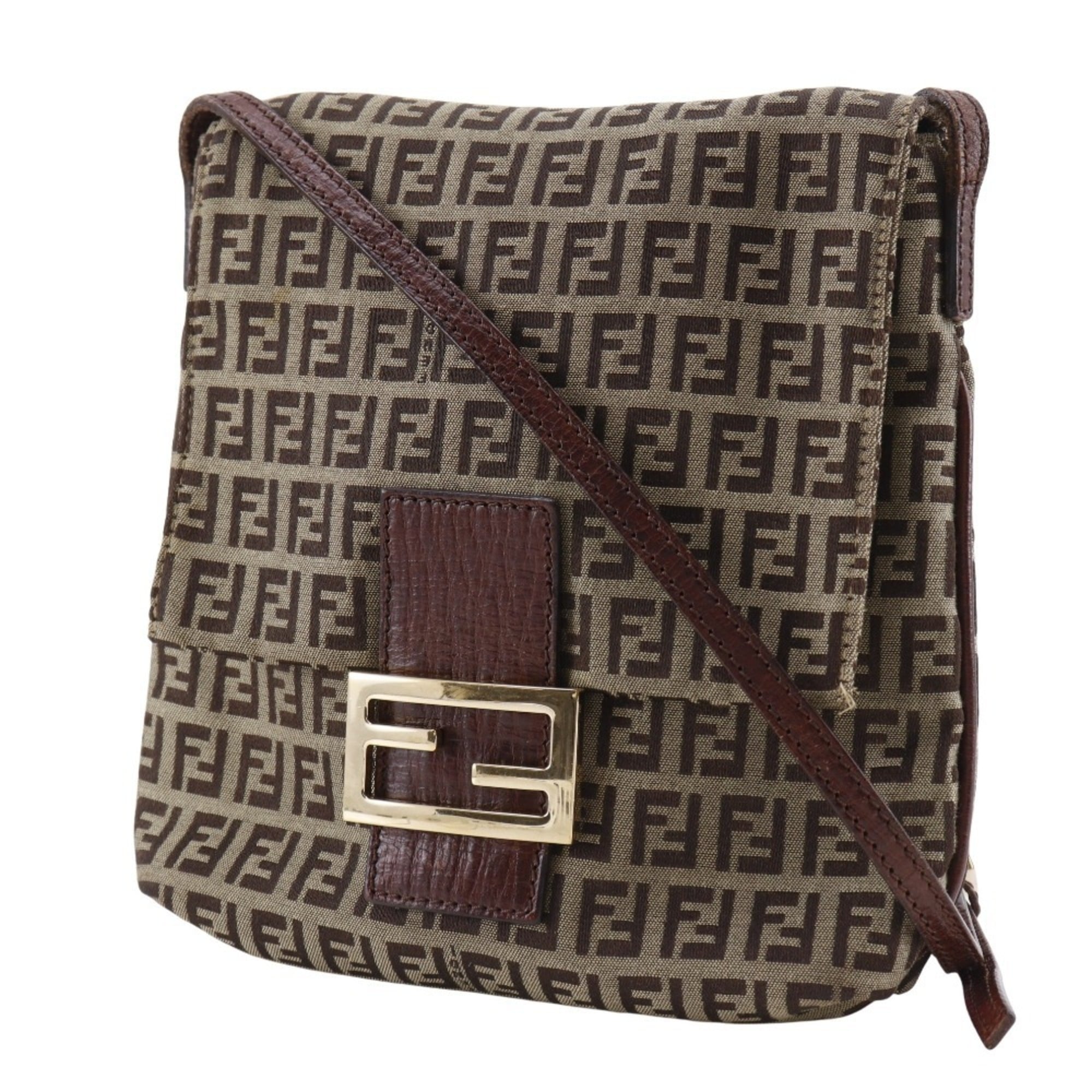 Fendi Brown Nylon Canvas Shoulder Bag (Pre-Owned)