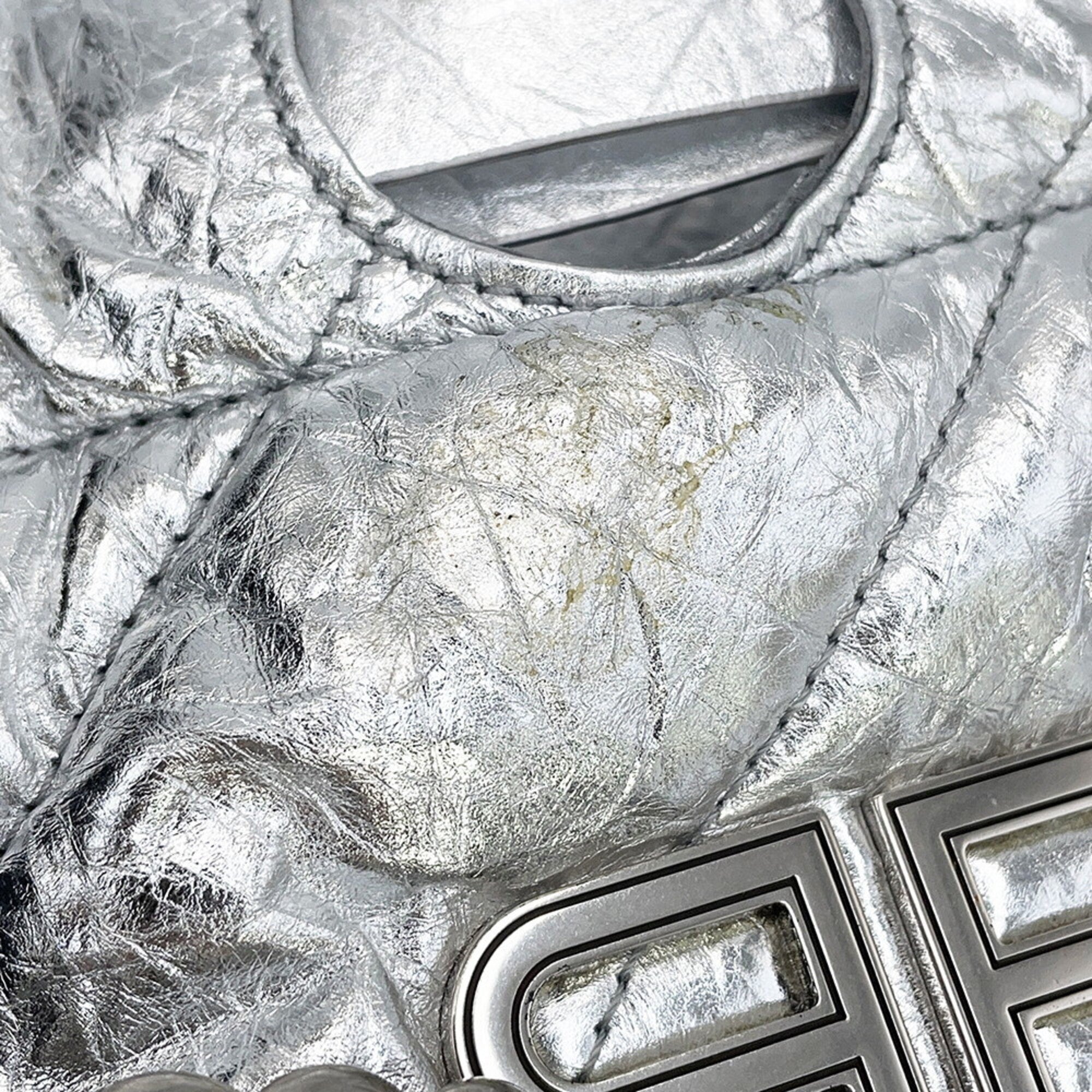 Balenciaga Silver Leather Handbag Shoulder Bag Tote Bag (Pre-Owned)